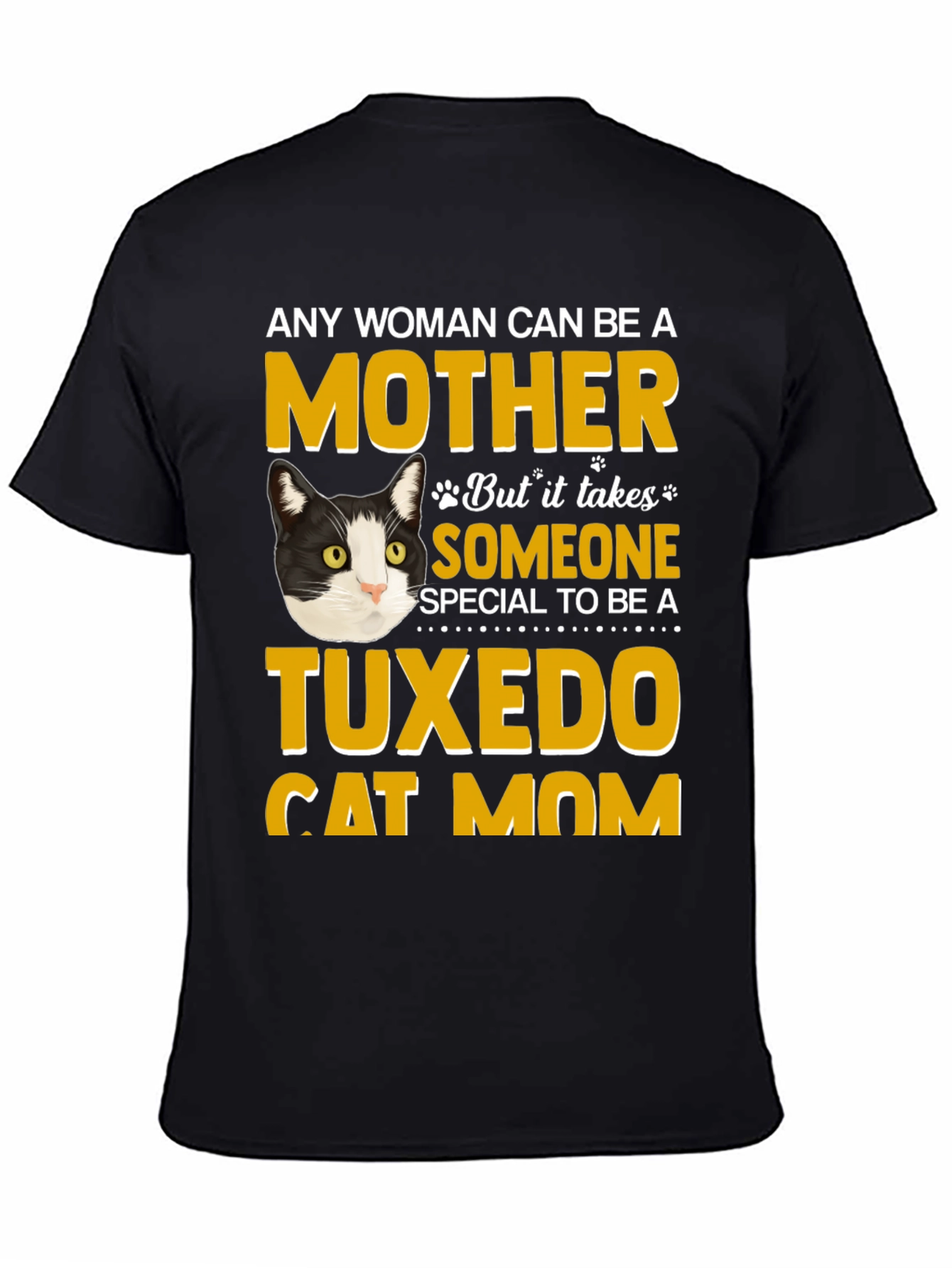 Black Tuxedo Cat Mom T-Shirt - Novelty Apparel view 4