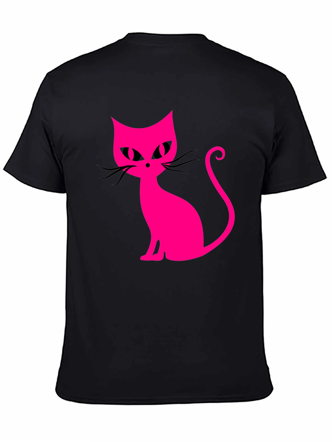 Black Cool Cat Tee - Pink Graphic on Black view 4