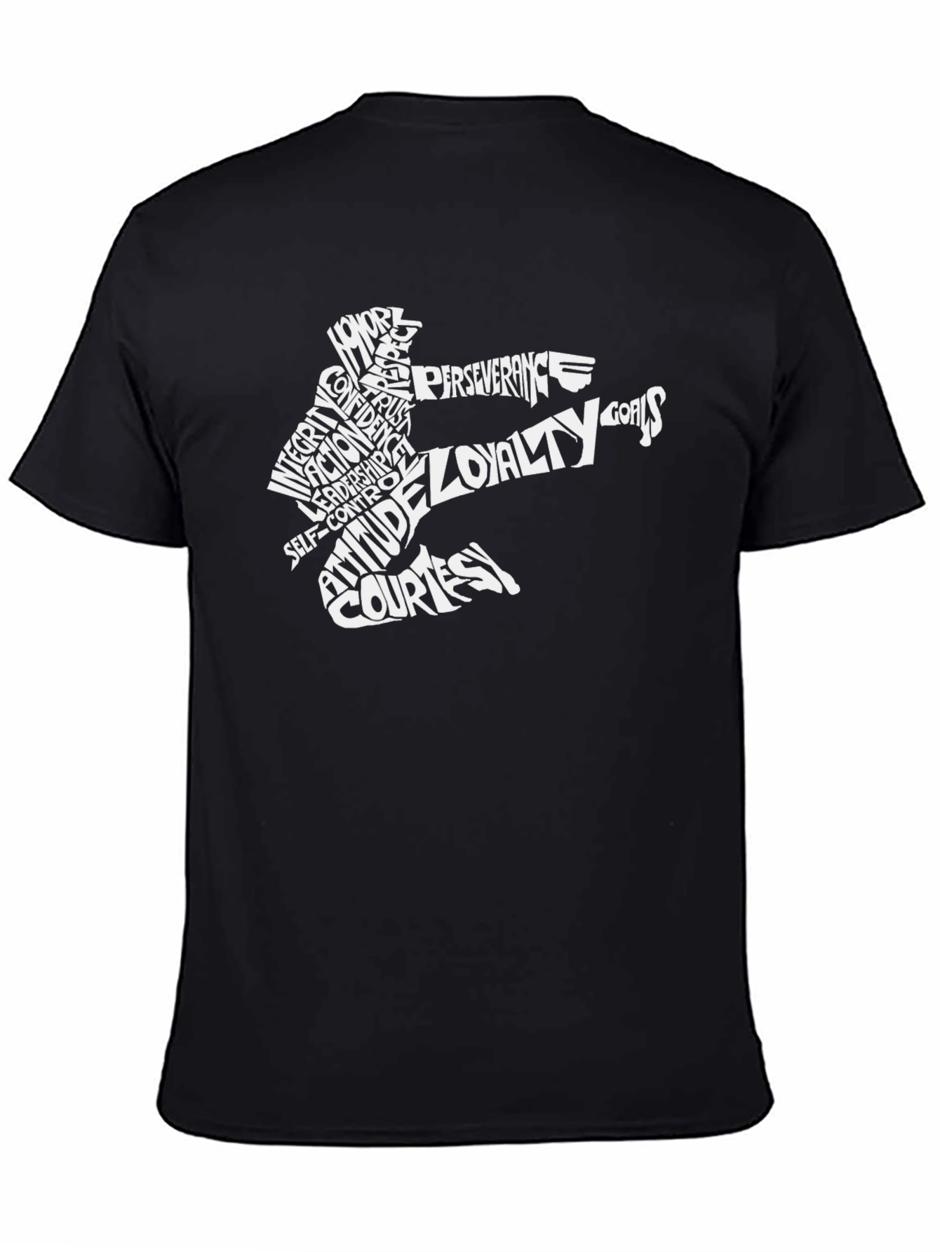 Black Martial Arts Word Art Black T-Shirt view 4