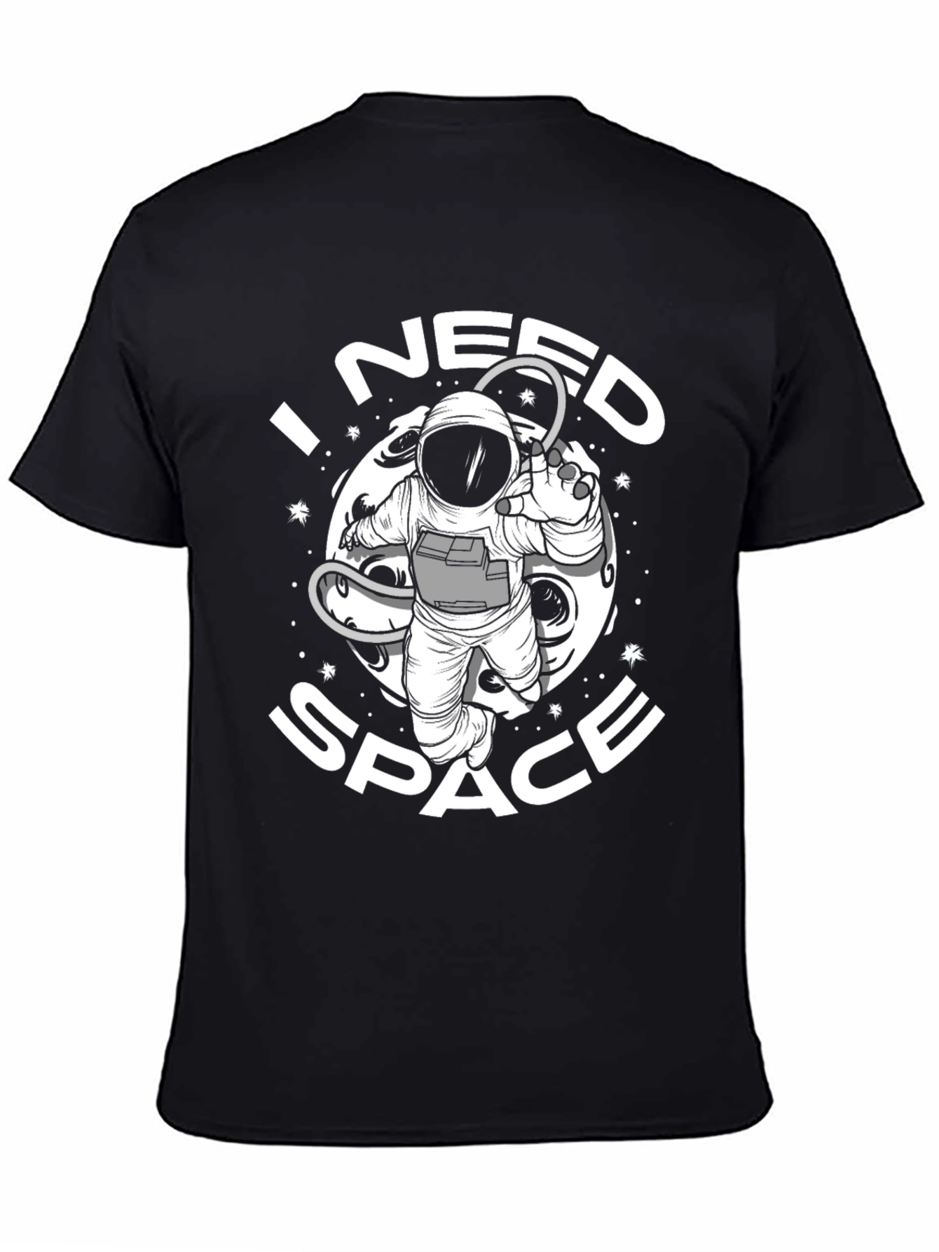 Black I Need Space T-Shirt - Astronaut Graphic Tee view 4