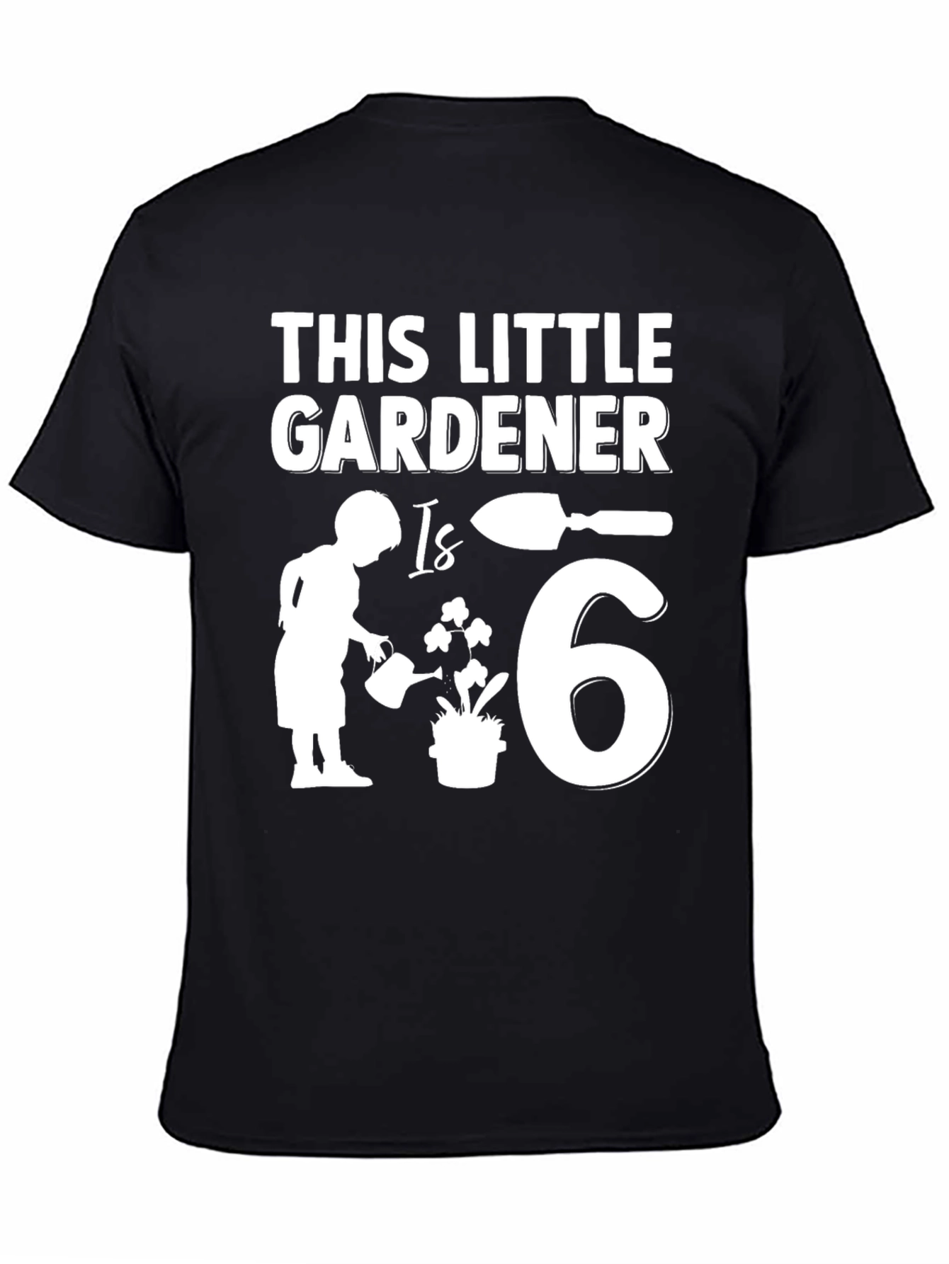 Black Little Gardener Birthday T-Shirt - 6th Birthday Gardening Gift view 4