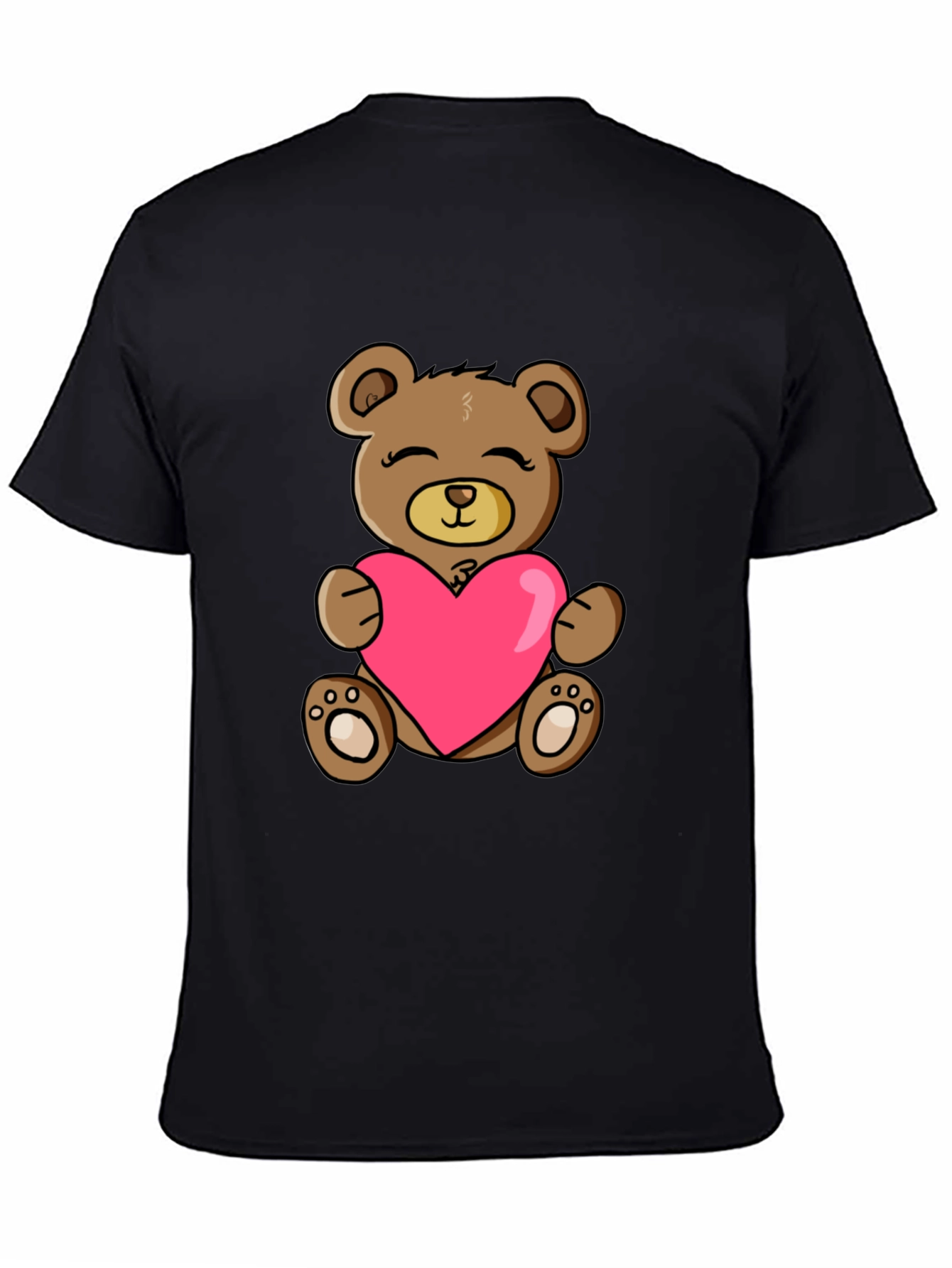 Black Teddy Bear Heart T-Shirt - Cute & Comfy! view 4