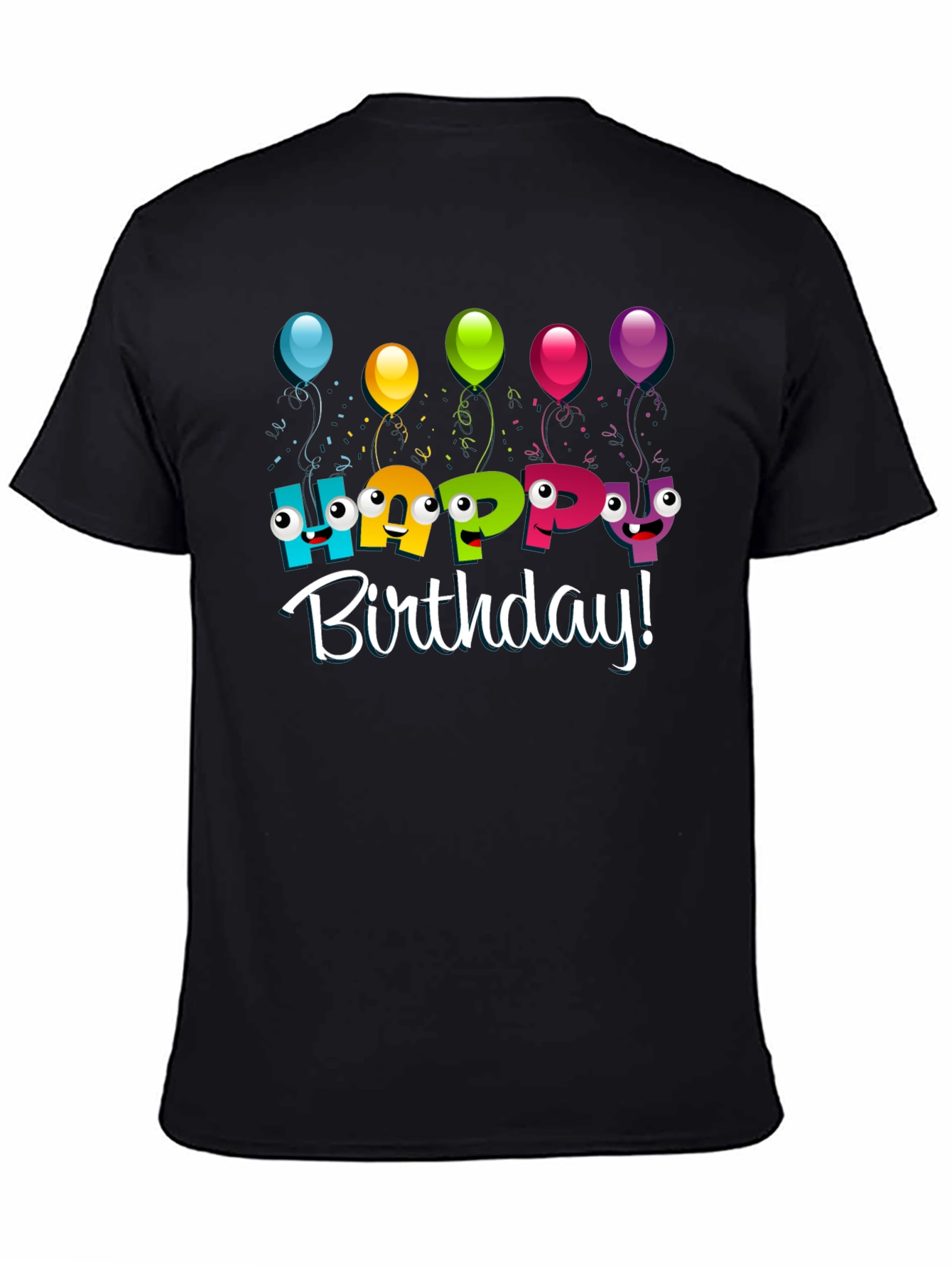 Black Happy Birthday Graphic T-Shirt view 4