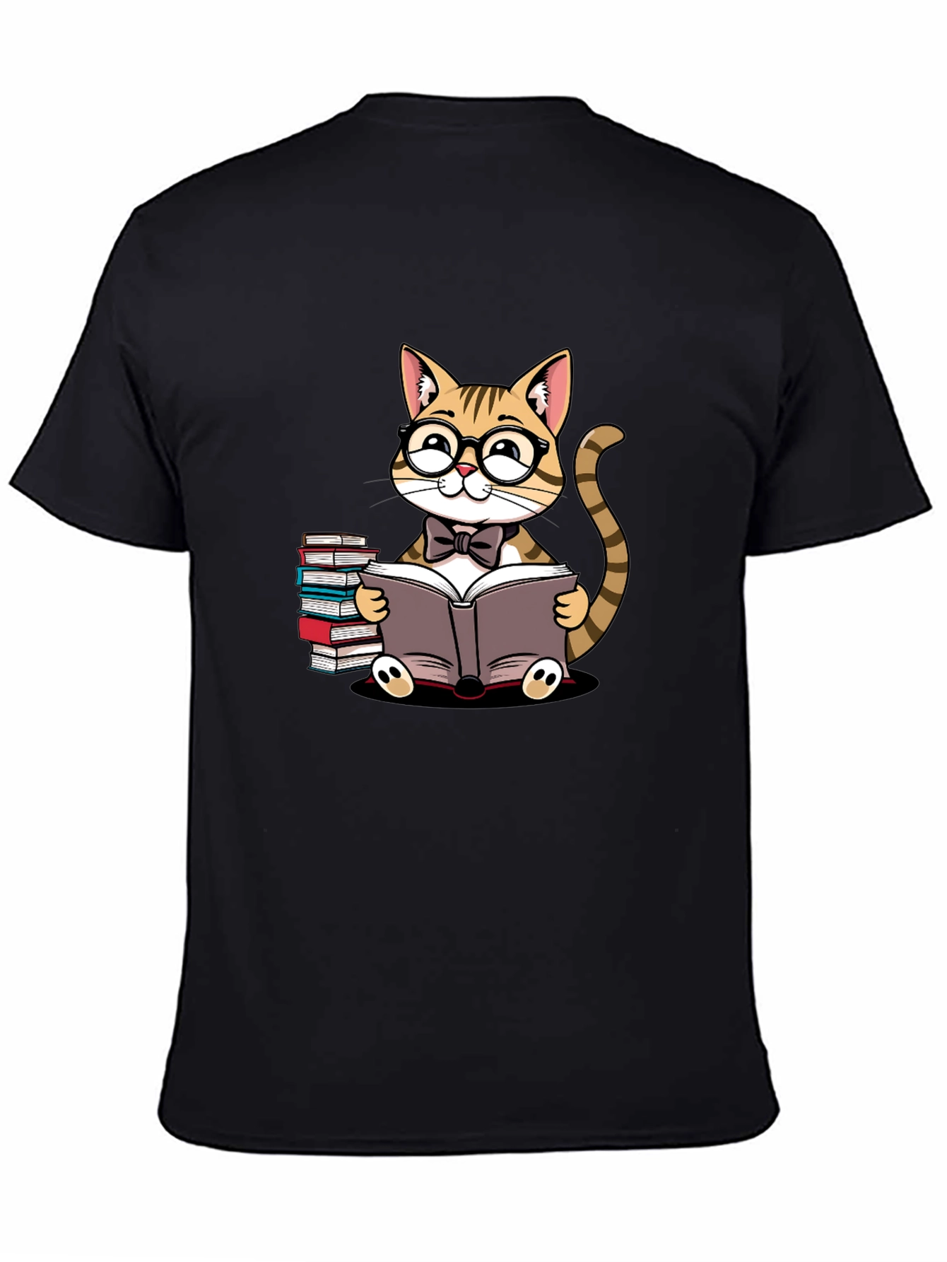 Black Cat Lover T-Shirt - Reading Cat Tee view 4