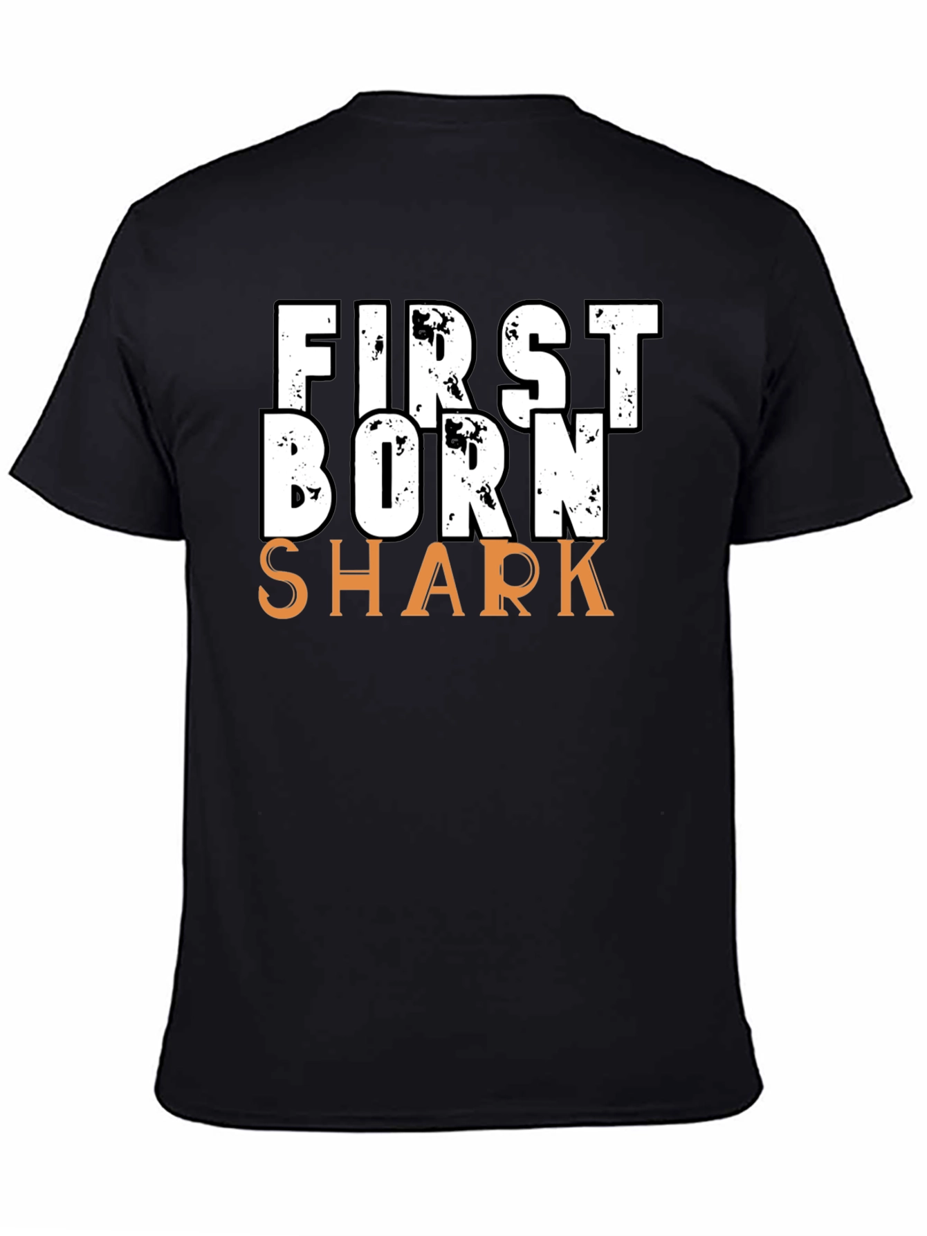 Black First Born Shark T-Shirt - Novelty Graphic Tee view 4