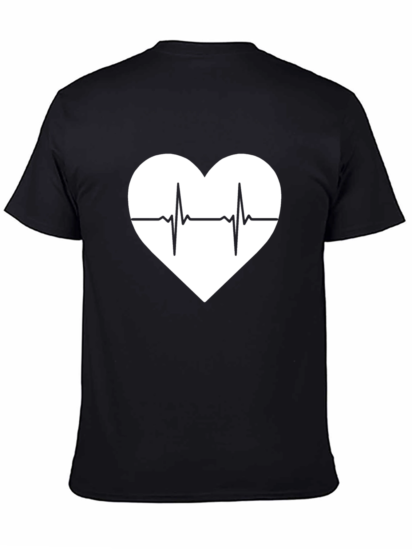 Black Heartbeat Heart T-Shirt view 4