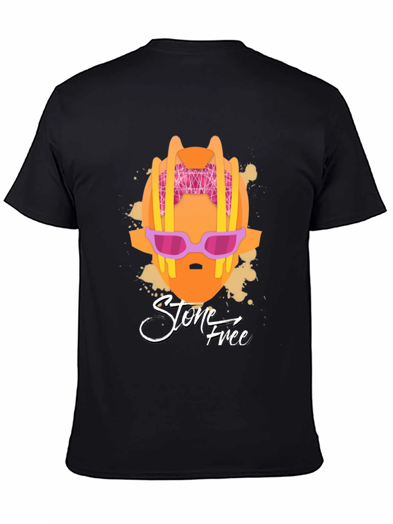 Black Stone Free Graphic T-Shirt - Black Cotton Tee view 4