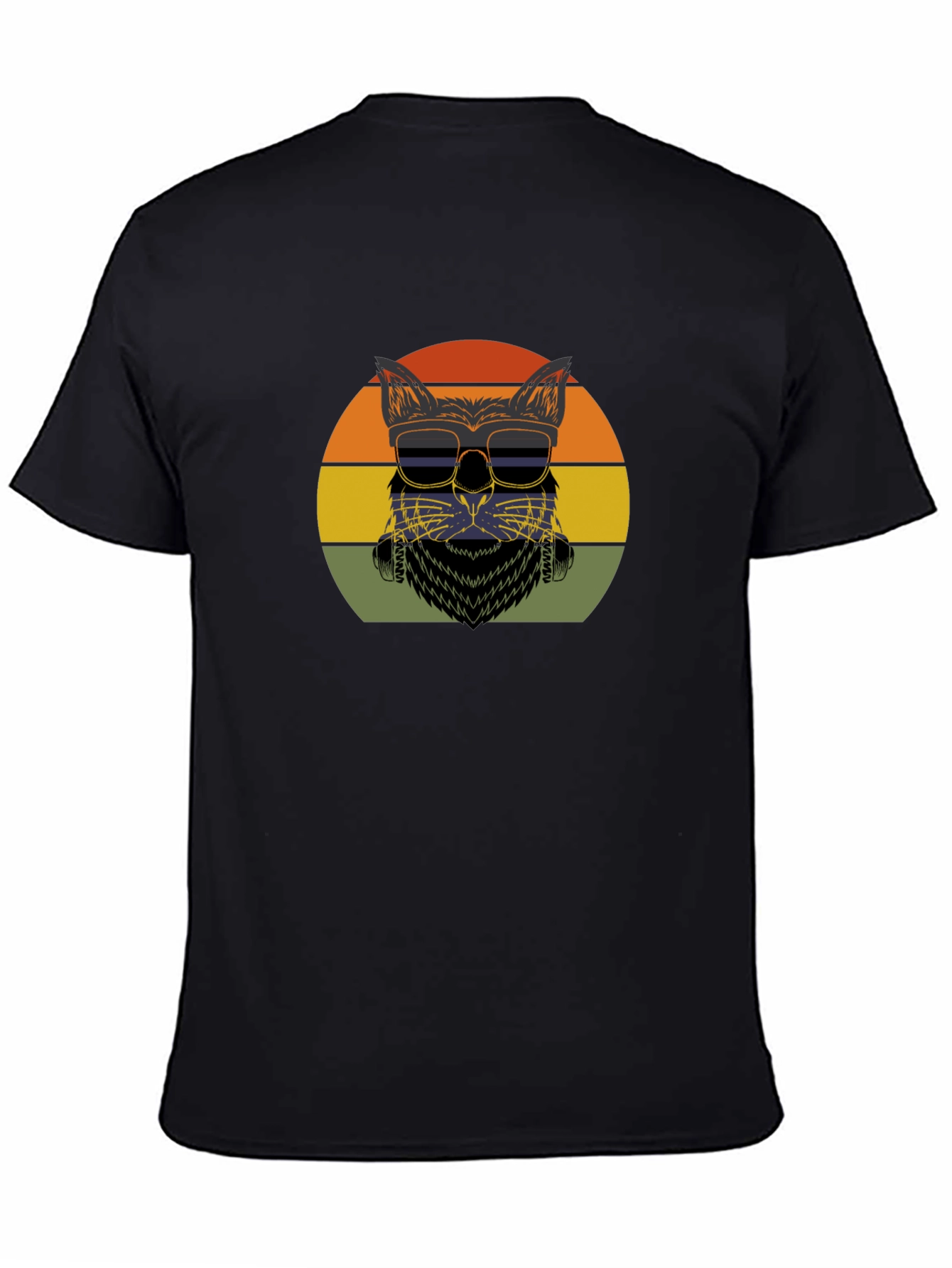 Black Cool Cat Retro T-Shirt view 4