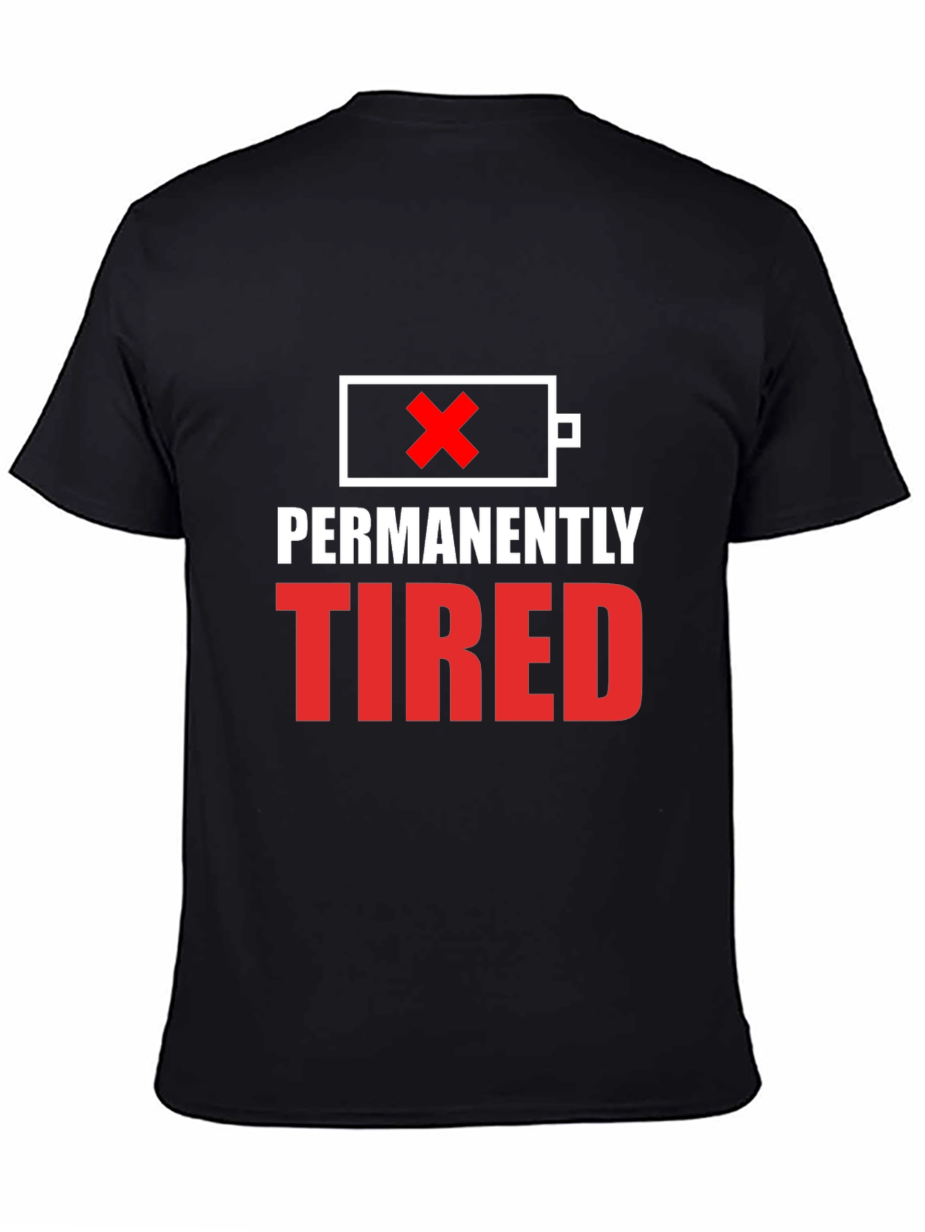 Black Permanently Tired Graphic Tee - Funny Slogan Shirt view 4