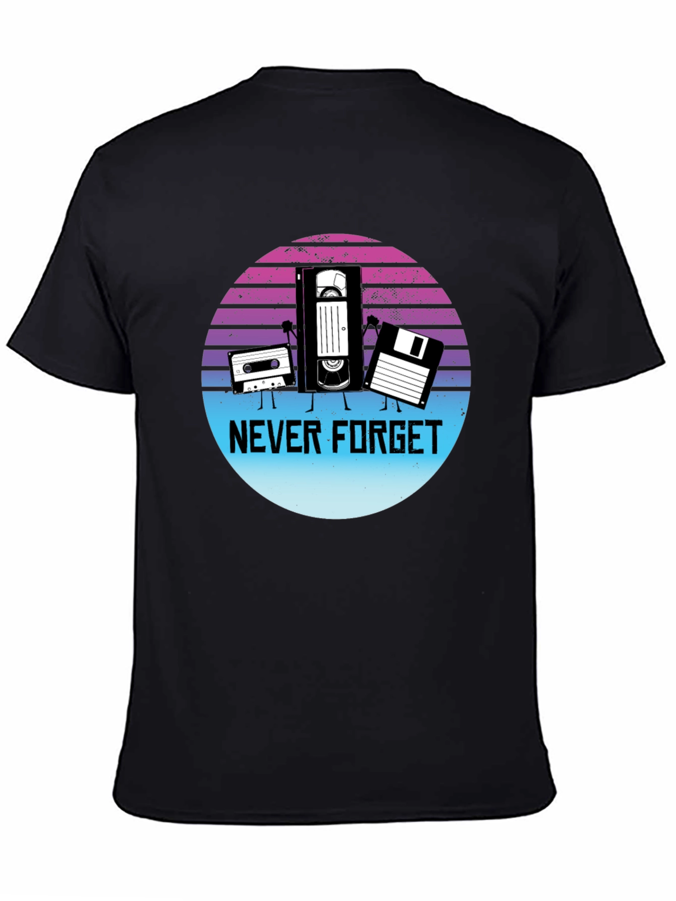 Black Retro "Never Forget" Graphic T-Shirt view 4