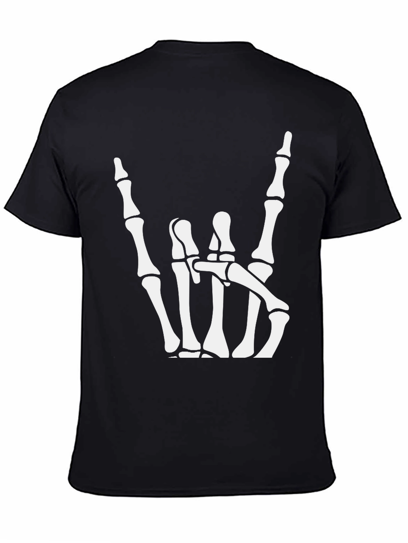Black Rock On Skeleton Hand Graphic T-Shirt view 4