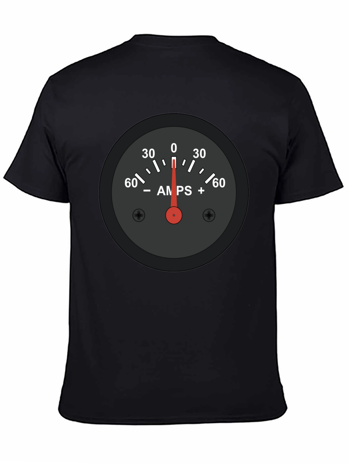 Black Amps Gauge Graphic Tee - Cool Automotive Shirt view 4