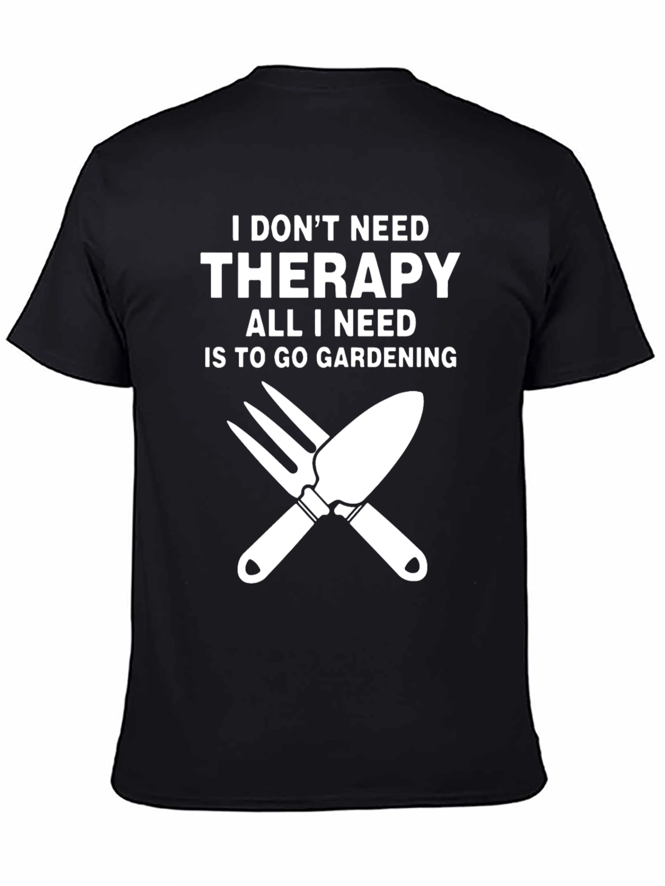 Black Gardening Therapy T-Shirt: Black Tee for Garden Lovers view 4