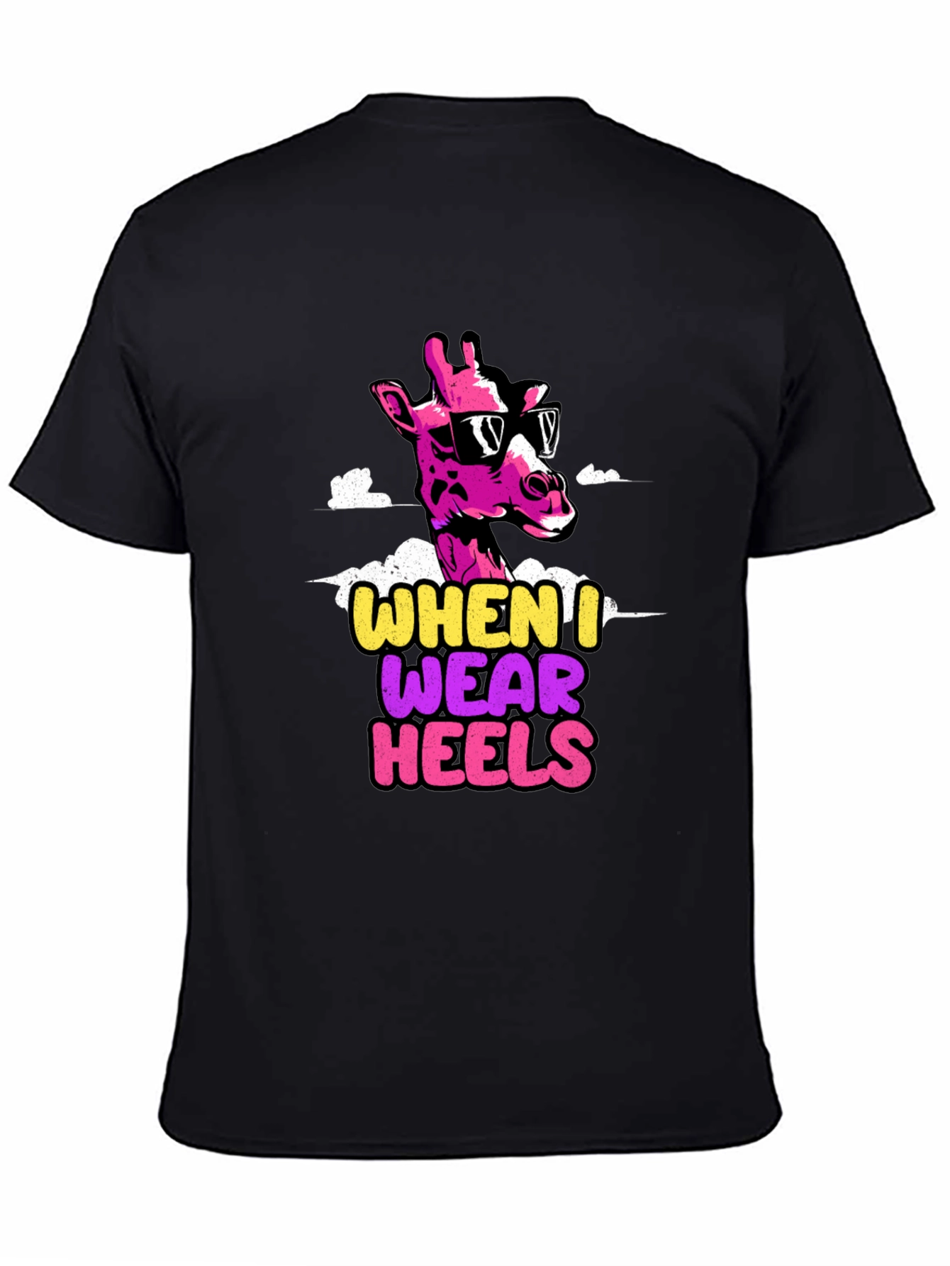 Black Funny Giraffe Heels T-Shirt view 4