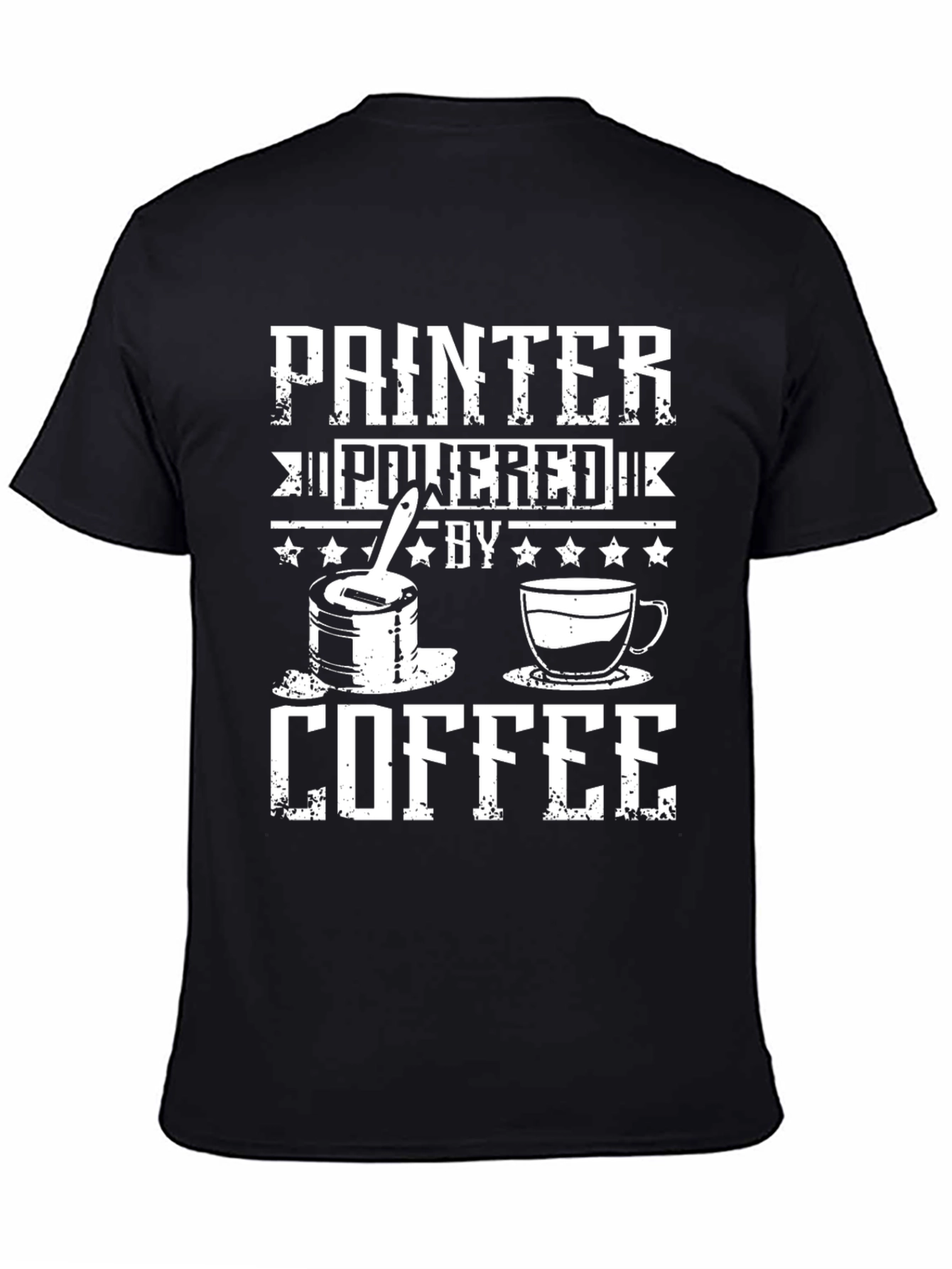 Black Painter Powered by Coffee Graphic T-Shirt view 4