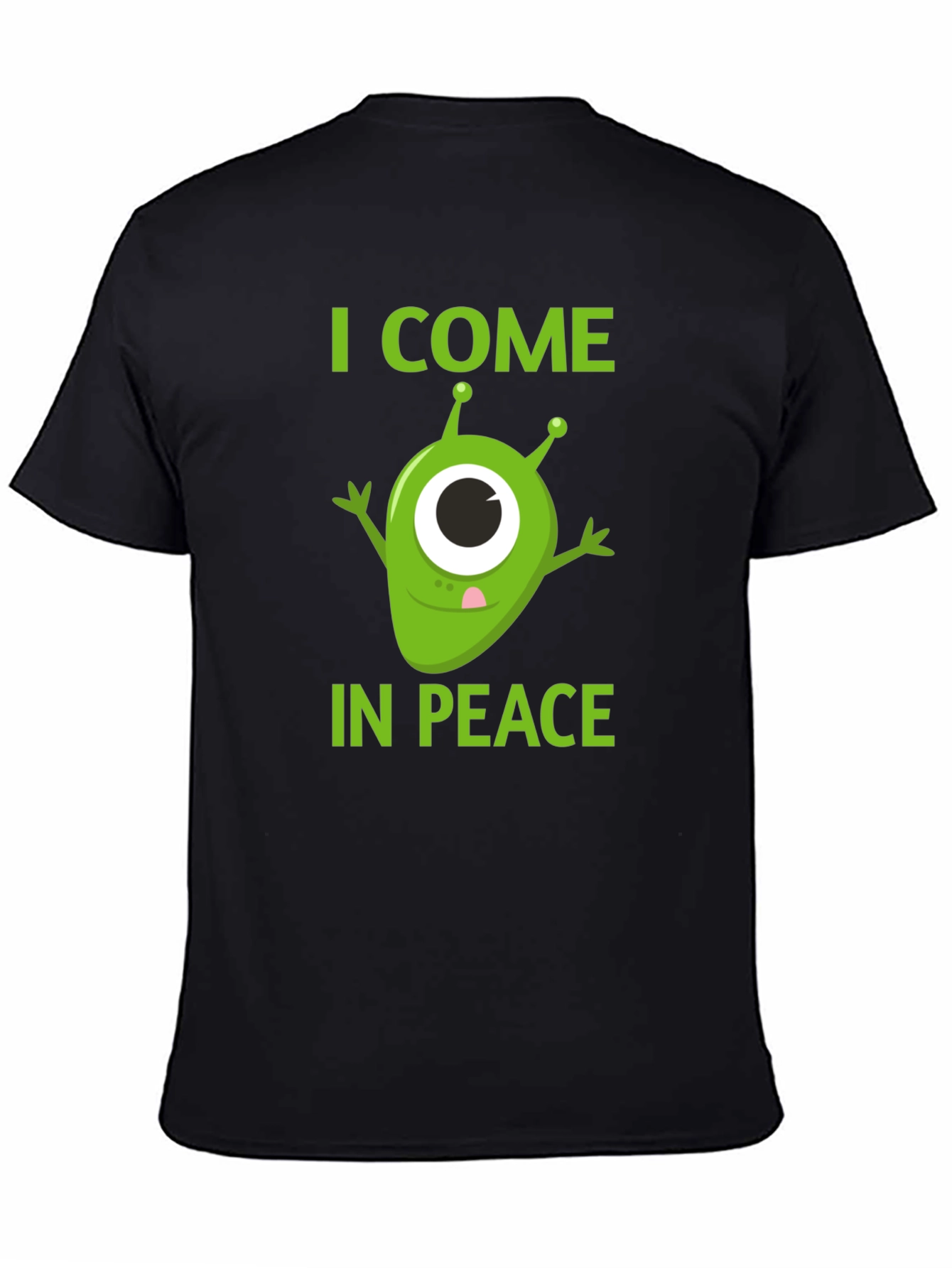 Black I Come In Peace Alien Graphic T-Shirt view 4
