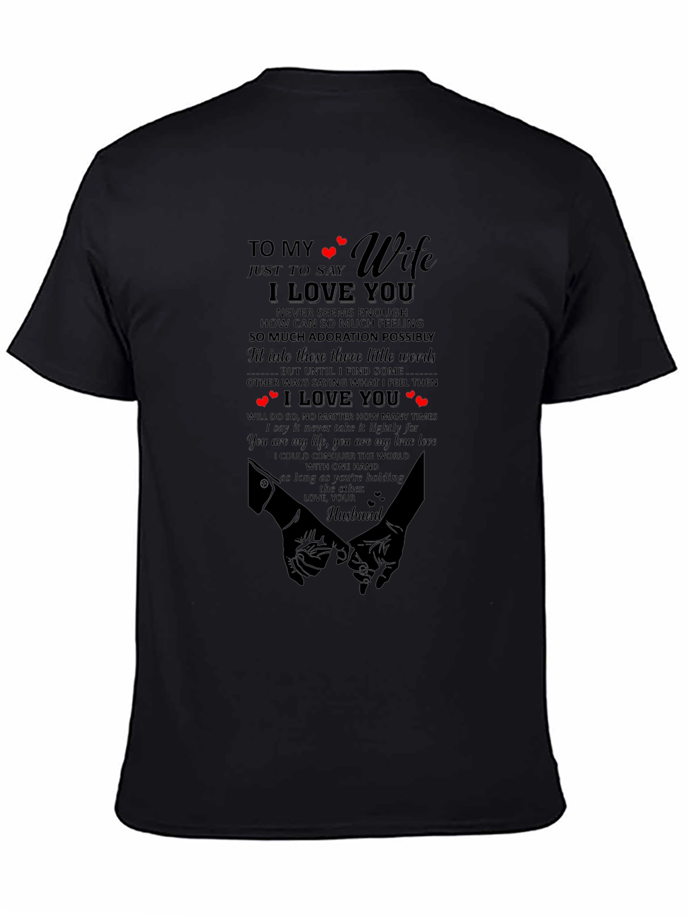 Black To My Wife I Love You Graphic T-Shirt view 4