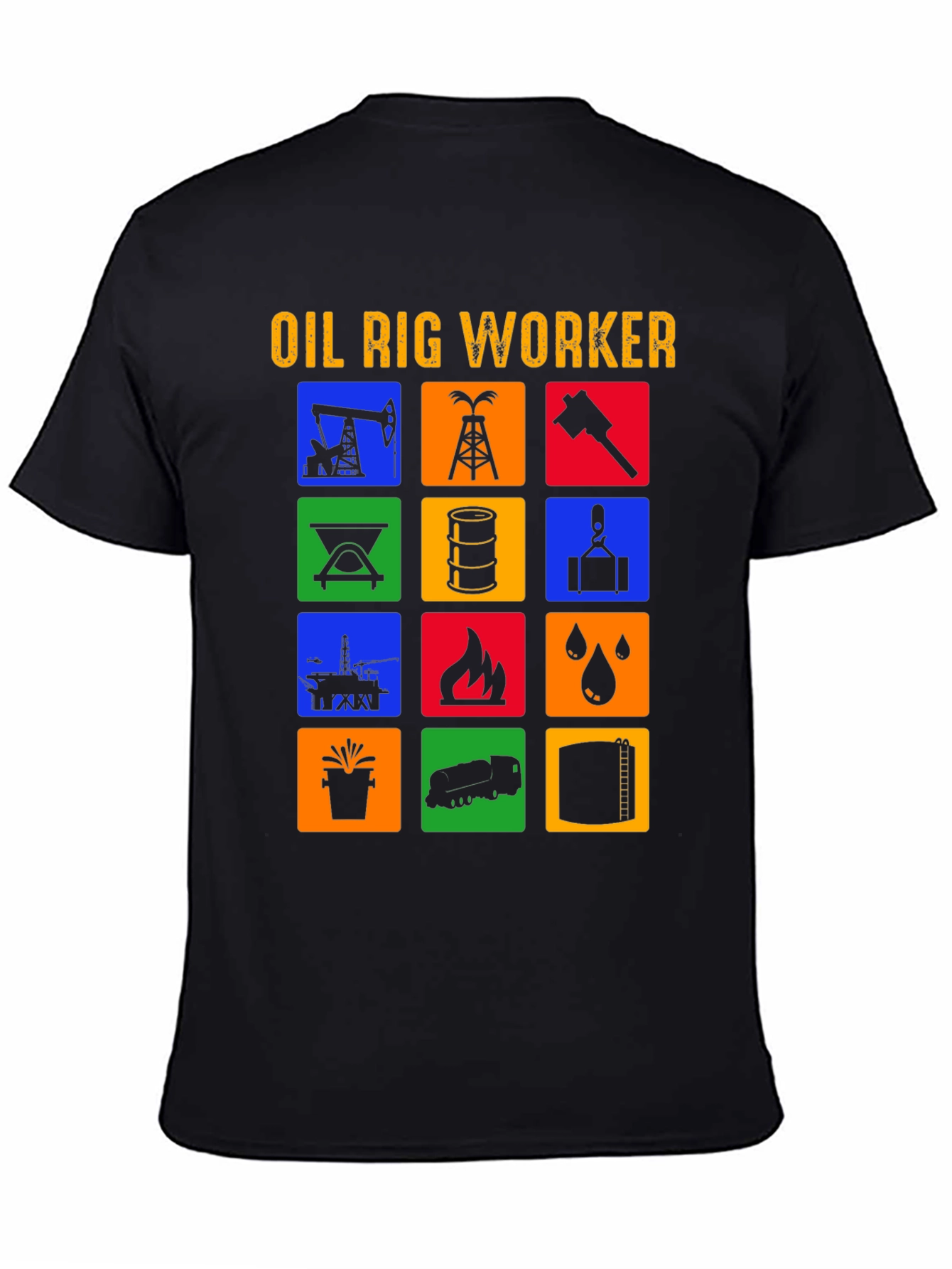 Black Oil Rig Worker Graphic Tee view 4