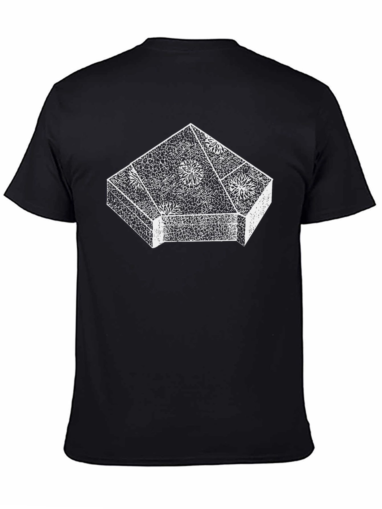 Black Geometric Floral Print Black T-Shirt view 4