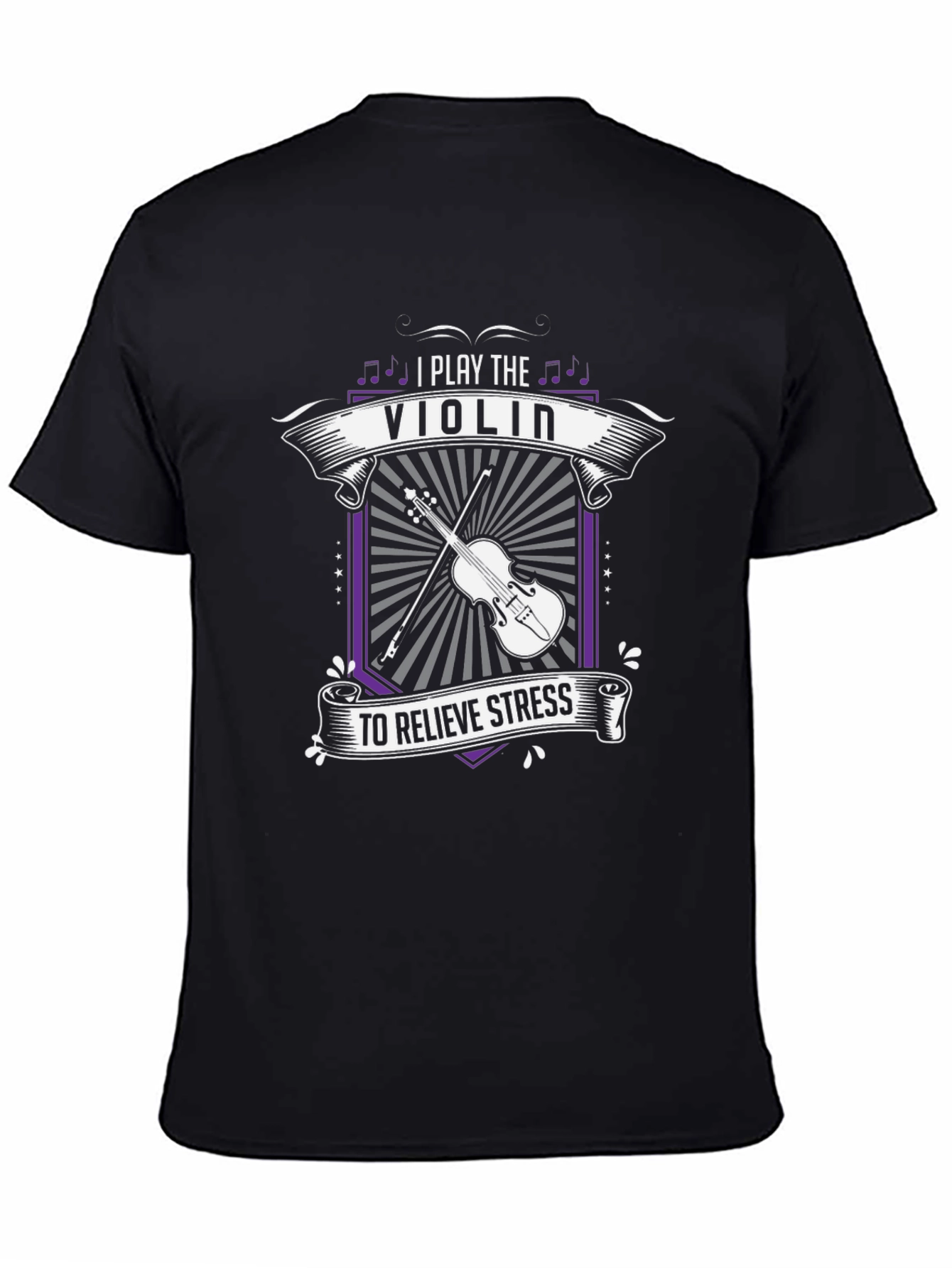 I Play the Violin to Relieve Stress Black T-Shirt - 4
