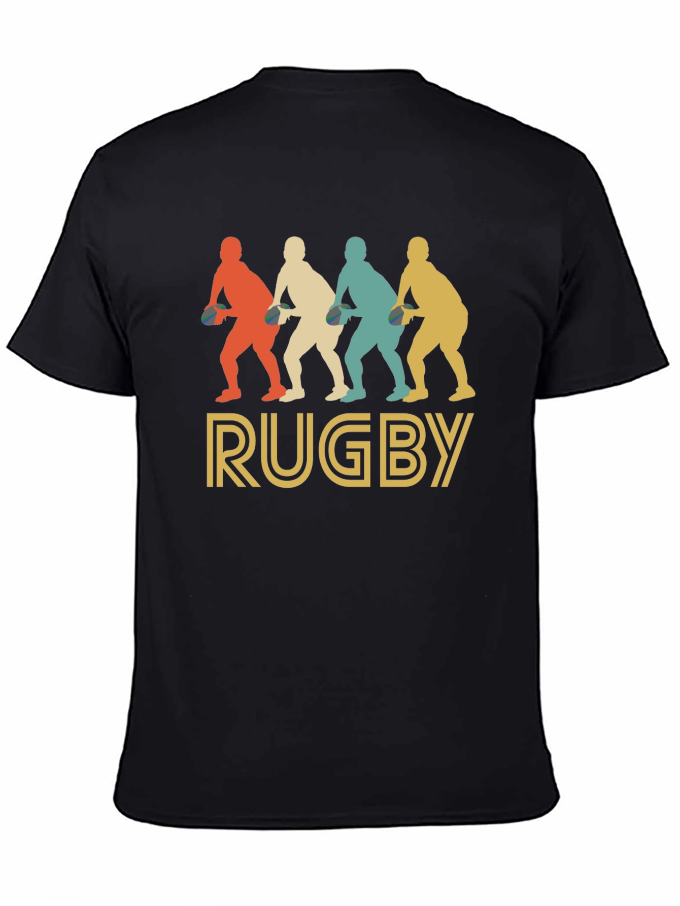 Black Vintage Rugby Player T-Shirt - Retro Style view 4
