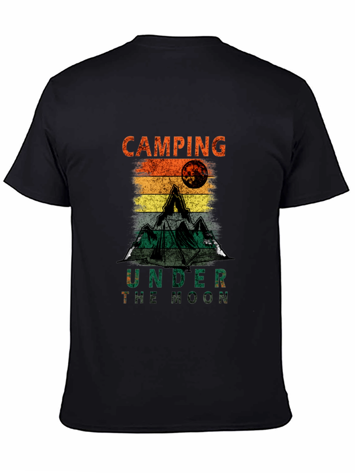 Black Camping Under The Moon T-Shirt view 4