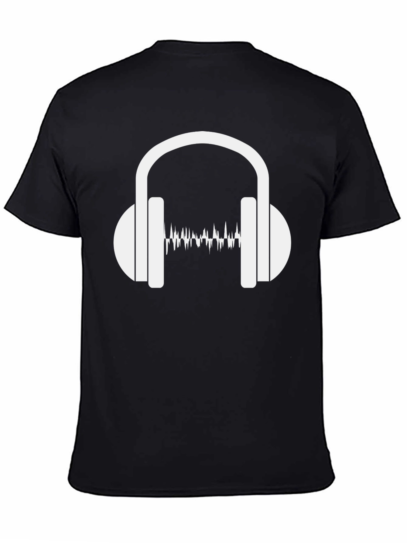 Black Sound Wave Headphones Graphic Tee view 4