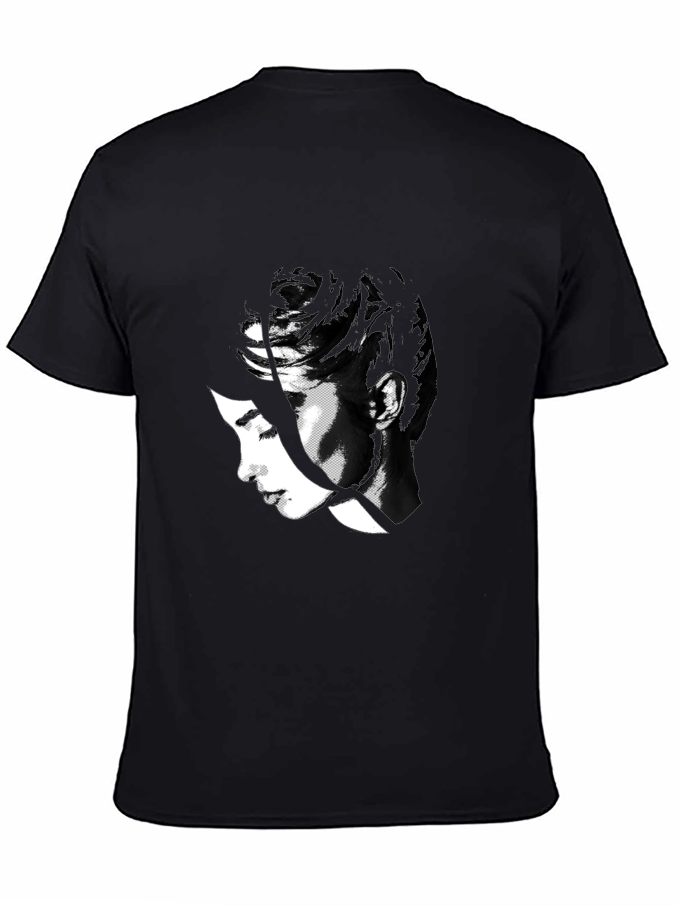 Black Abstract Black T-Shirt with Woman's Face Design view 4