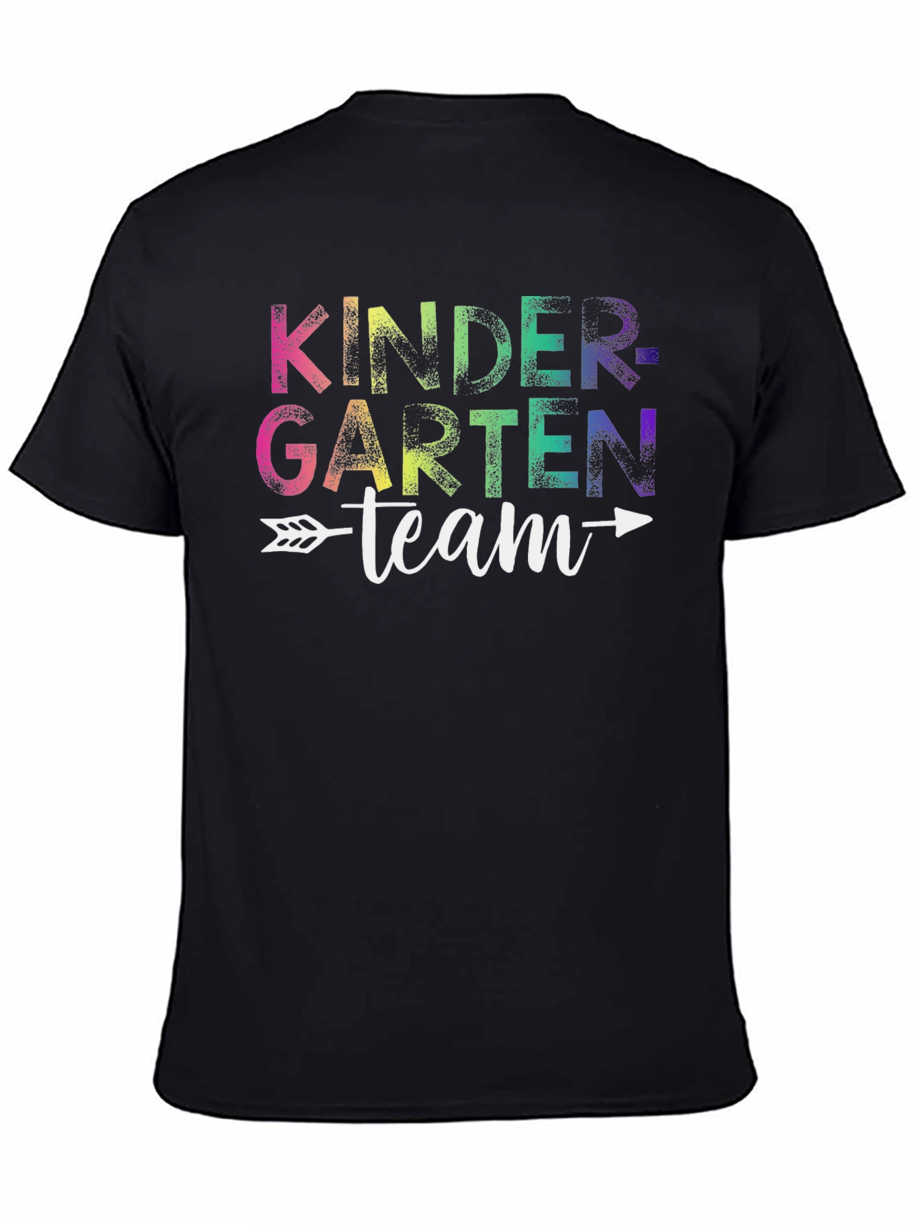 Black Kindergarten Team Rainbow Graphic T-Shirt view 4