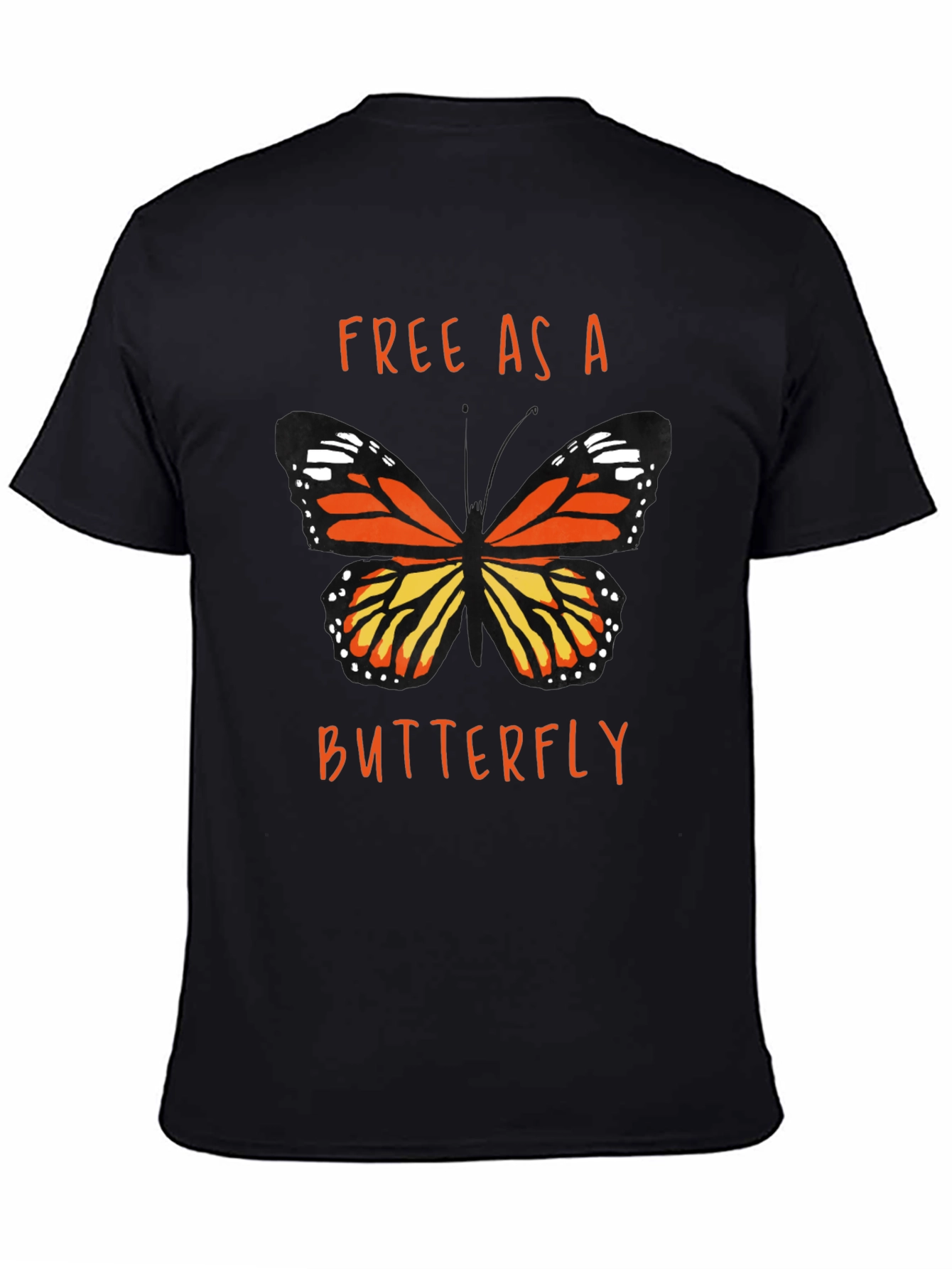 Black Free As A Butterfly Graphic T-Shirt view 4