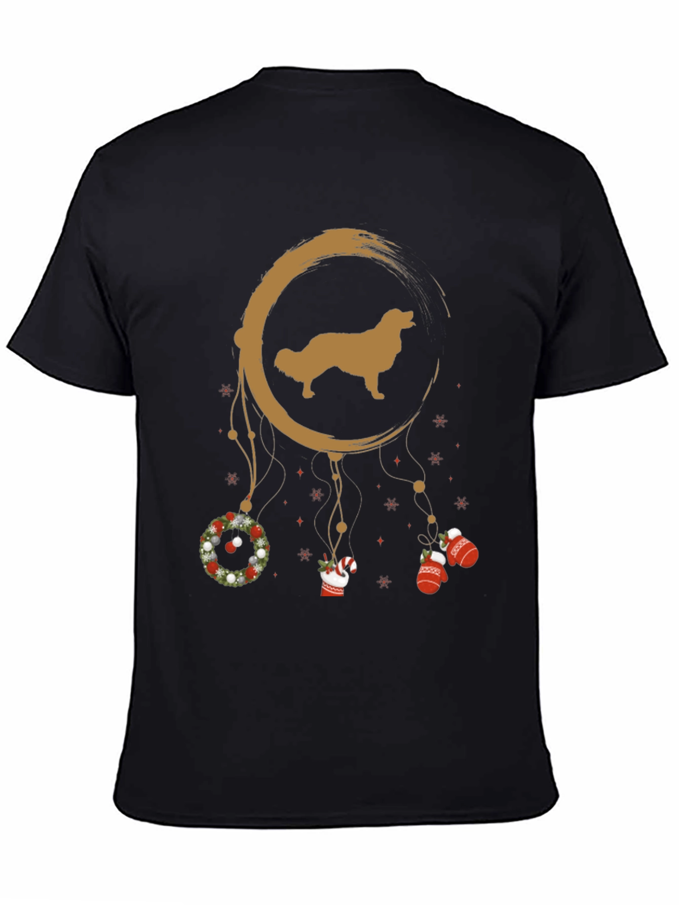 Black Golden Retriever Christmas Dreamcatcher T-Shirt view 4