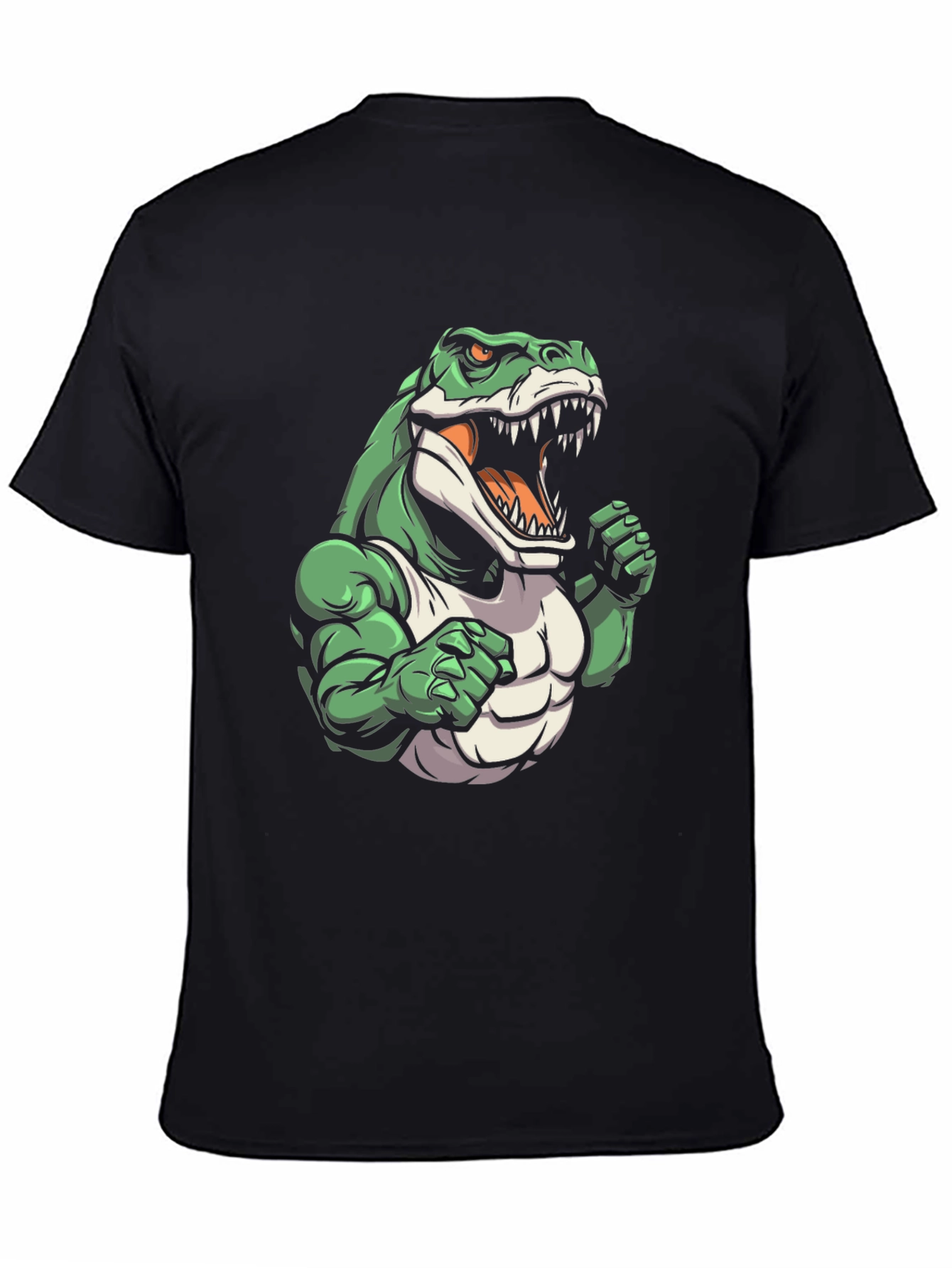 Black Dinosaur Gym T-Shirt - Cartoon Style view 4