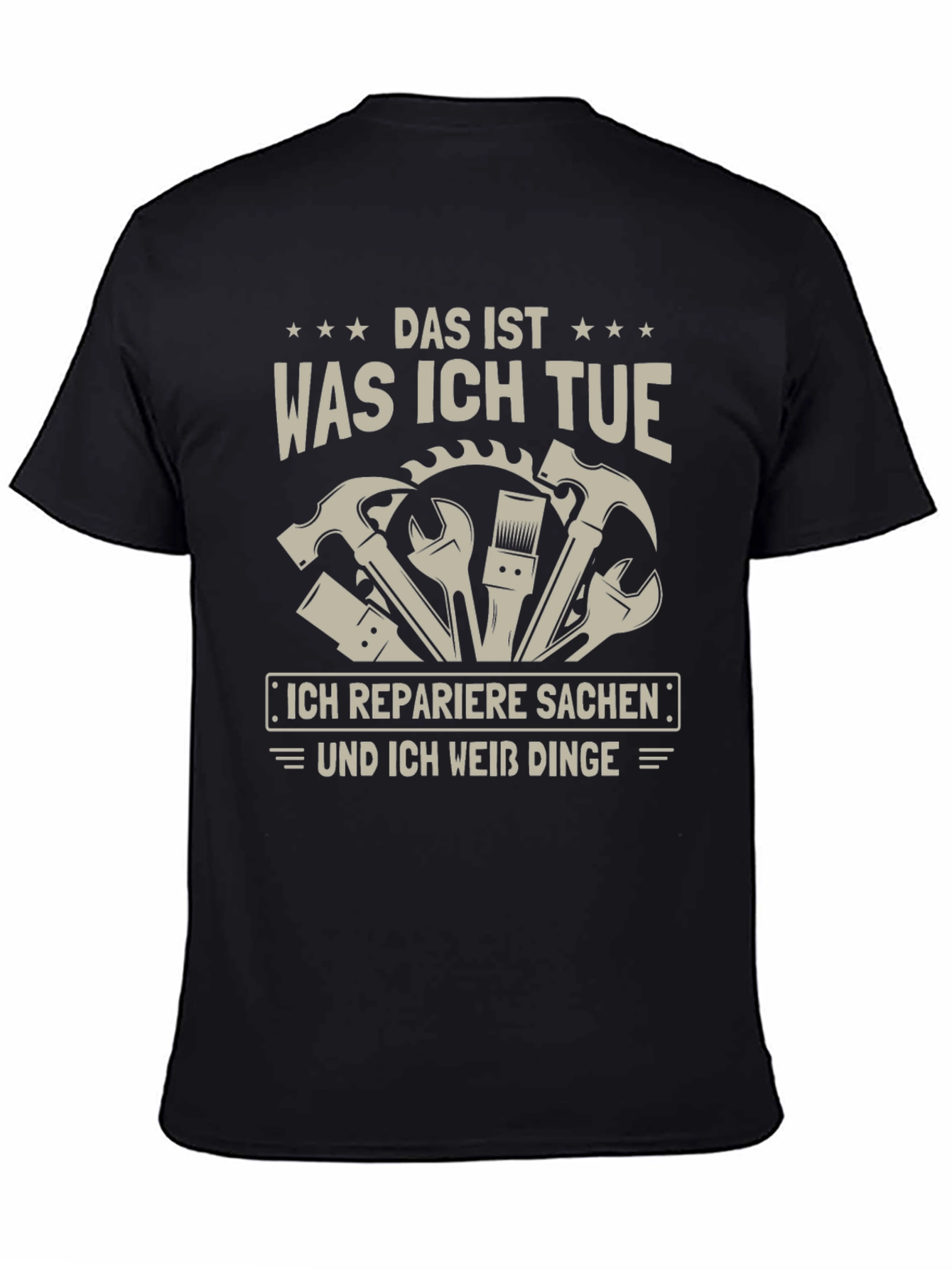 Black Das Ist Was Ich Tue Repairman Graphic Tee view 4