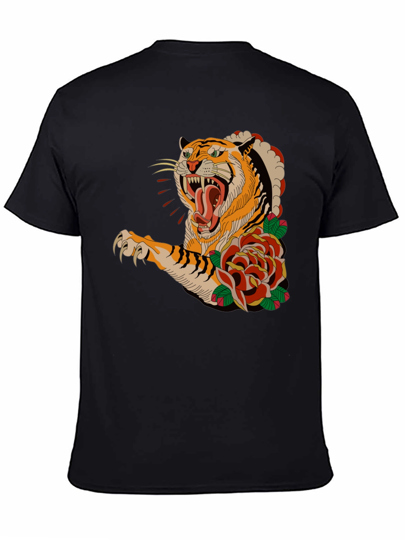 Tiger & Roses Graphic T-Shirt - Bold Black Tee - 4