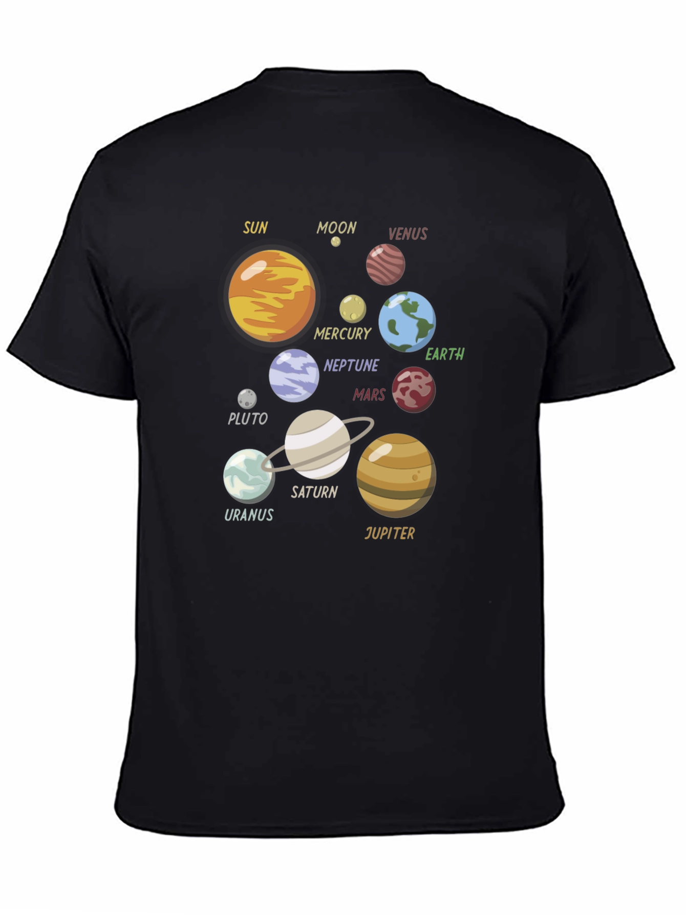 Black Planets Graphic T-Shirt - Space Geek Style view 4