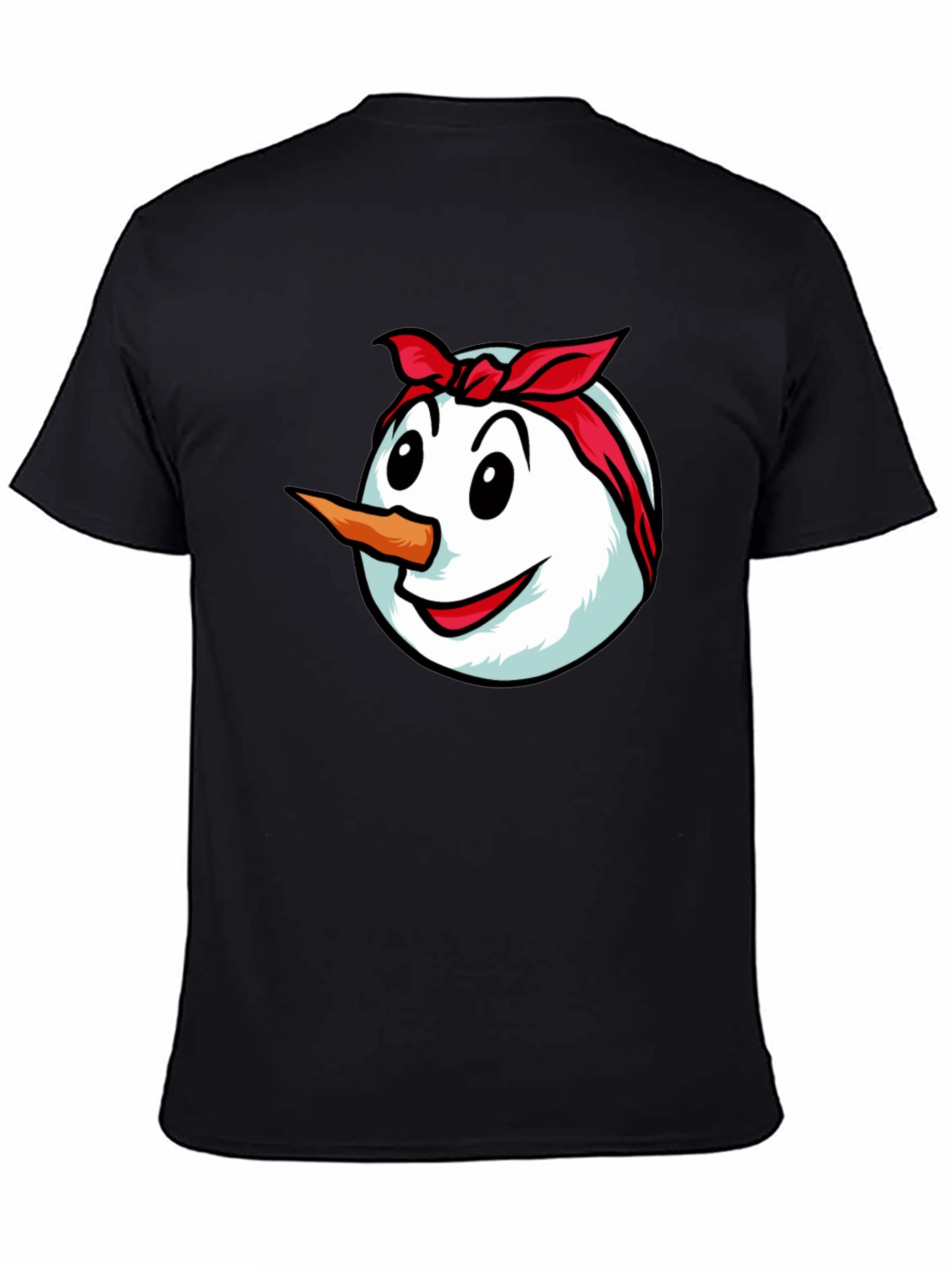Black Funny Snowman Graphic Tee - Bandana Design view 4