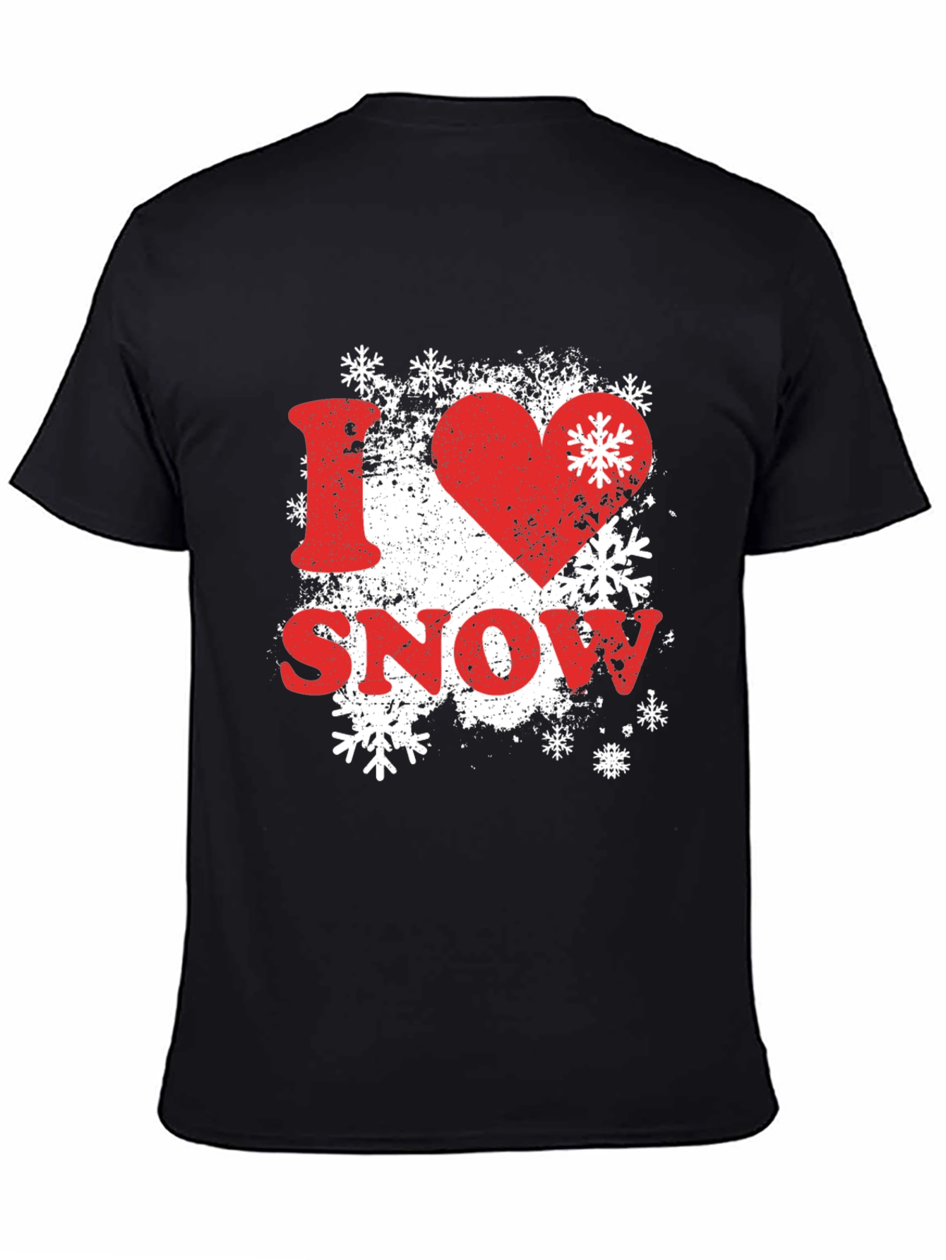 Black I Love Snow Graphic Tee Shirt - Black view 4