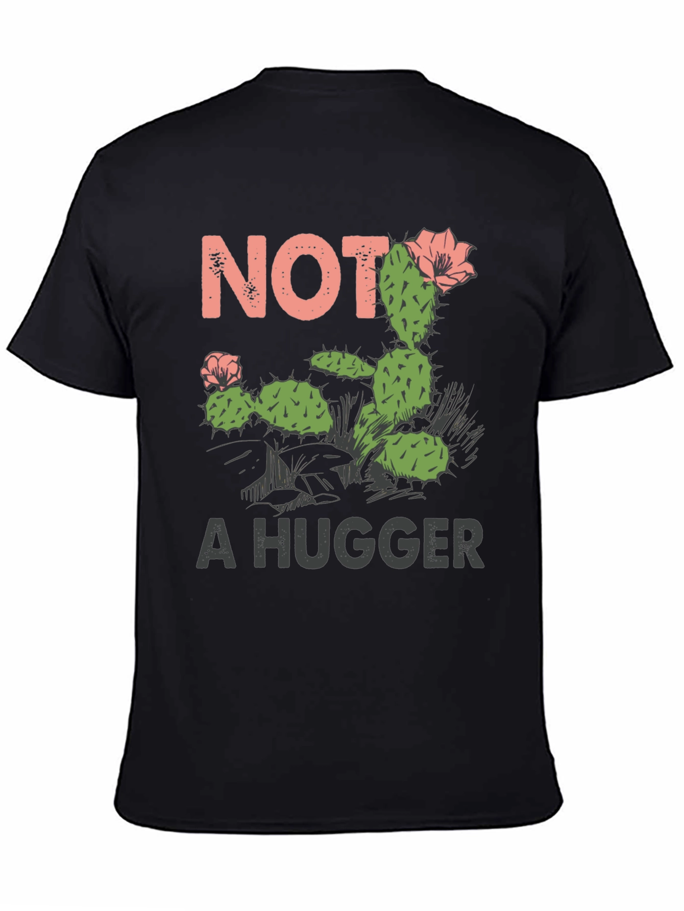 Black Not a Hugger Cactus Graphic T-Shirt view 4