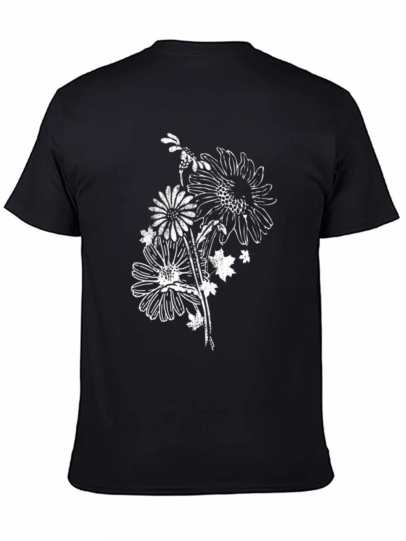 Black Black Floral Graphic Tee for Men view 4