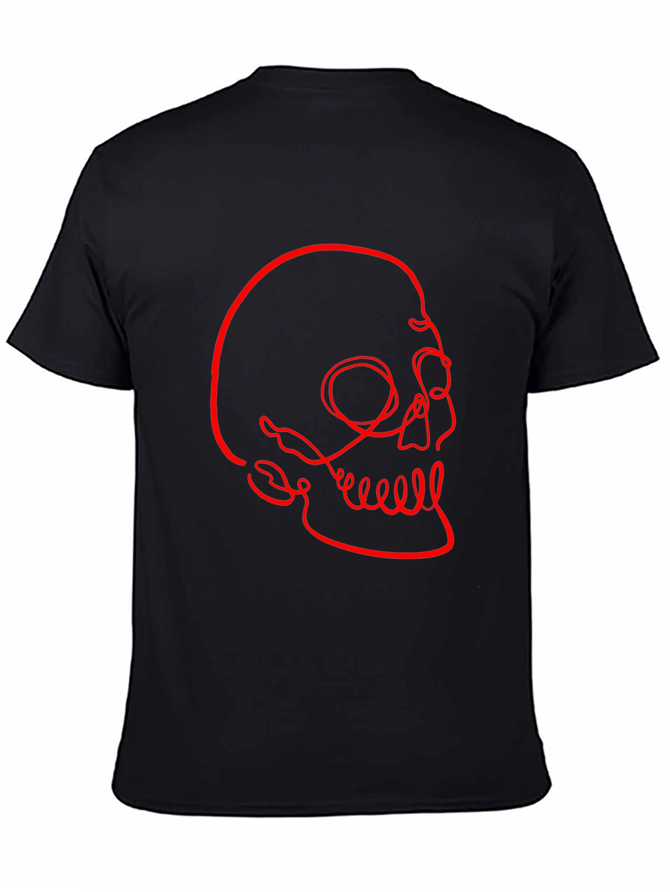 Black Abstract Skull Graphic Tee - Modern Men's Black T-Shirt view 4
