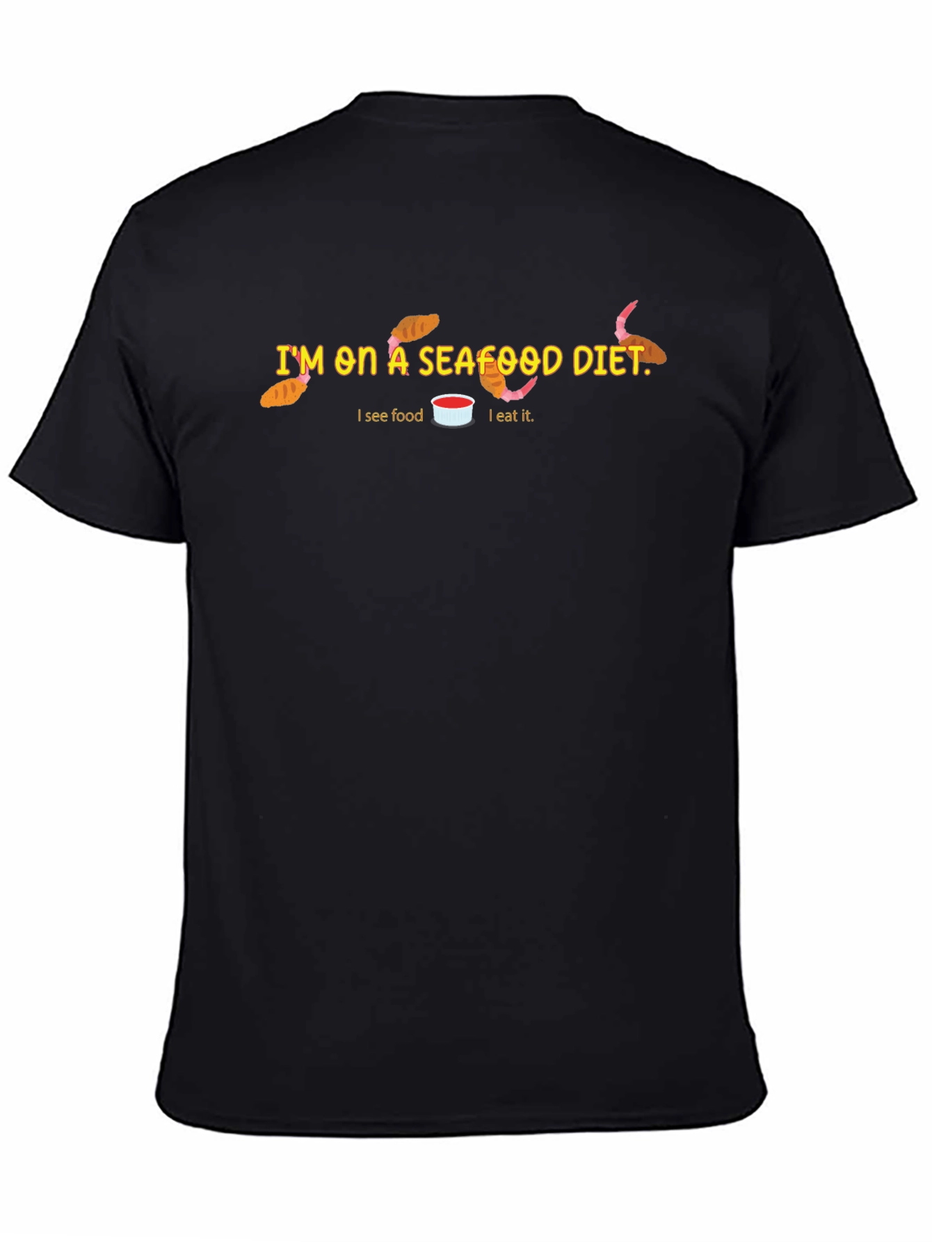 Black Seafood Diet Funny Graphic T-Shirt view 4
