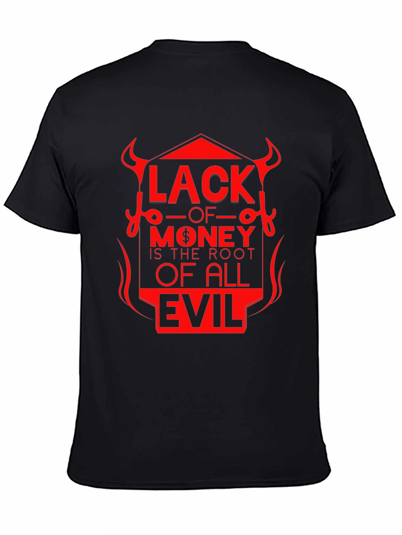 Black Lack of Money Evil Tee - Stylish Graphic T-Shirt view 4