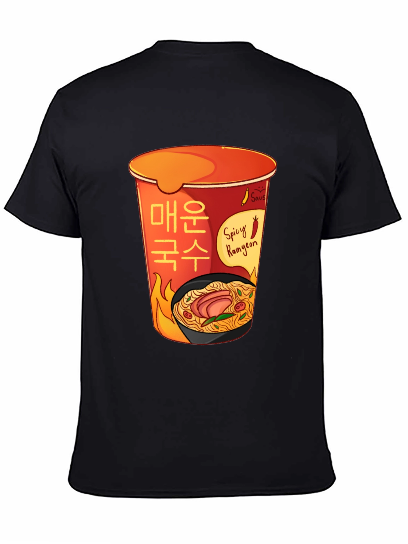 Black Spicy Ramyeon T-Shirt - Ramen Lover Tee view 4