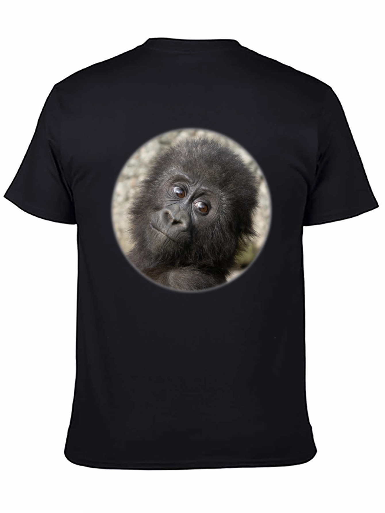 Black Cool Gorilla Portrait Black T-Shirt view 4