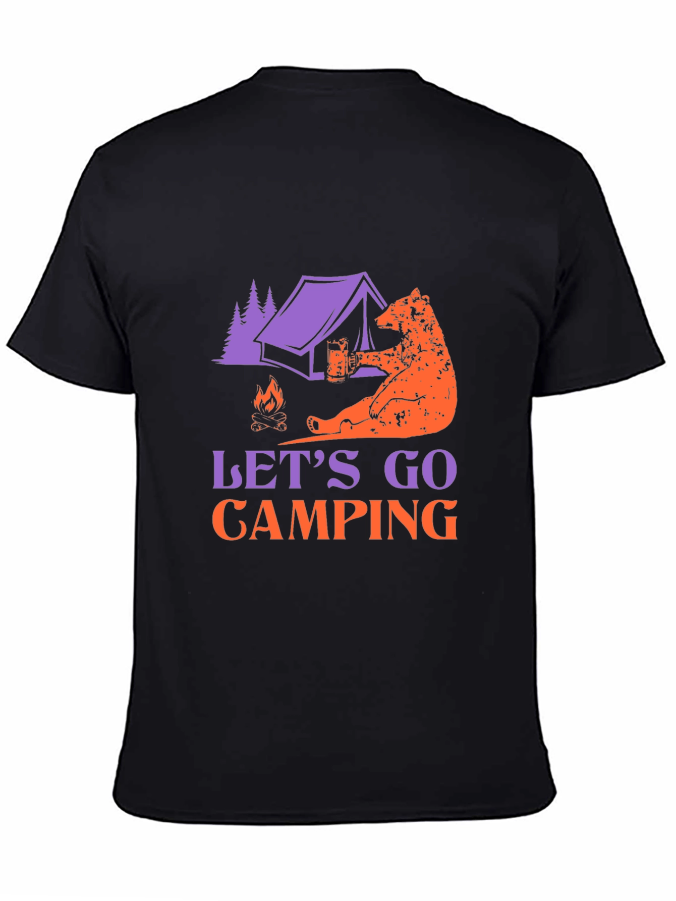 Black Camping Bear T-Shirt view 4