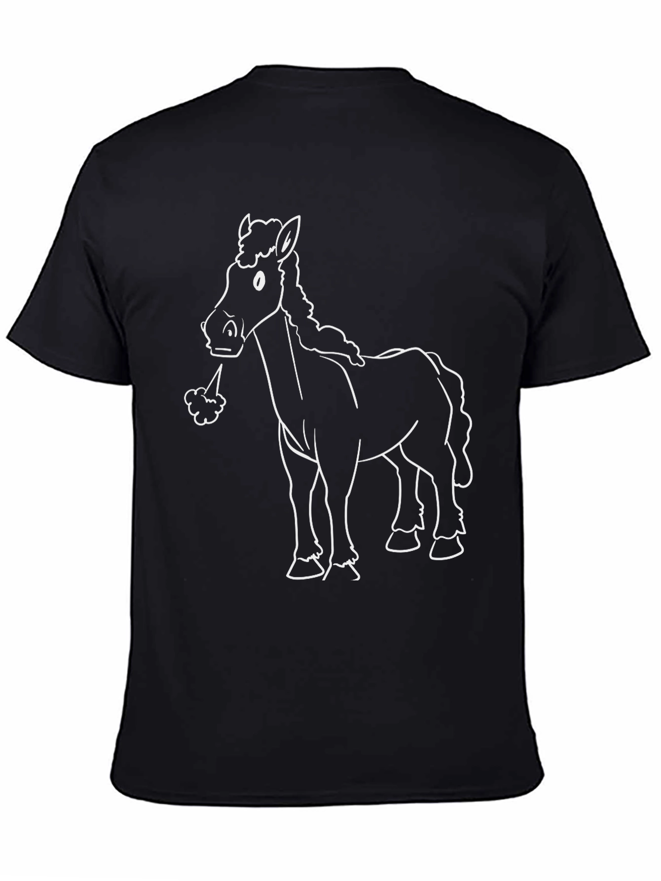 Black Funny Horse Graphic Tee - Black Cotton T-Shirt view 4