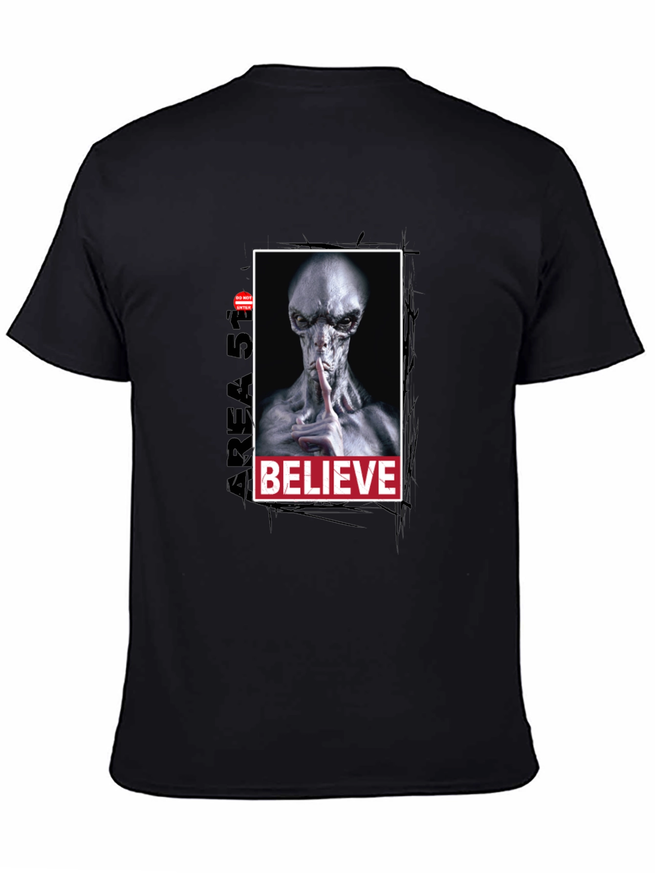 Black Area 51 Believe Alien Graphic Tee view 4