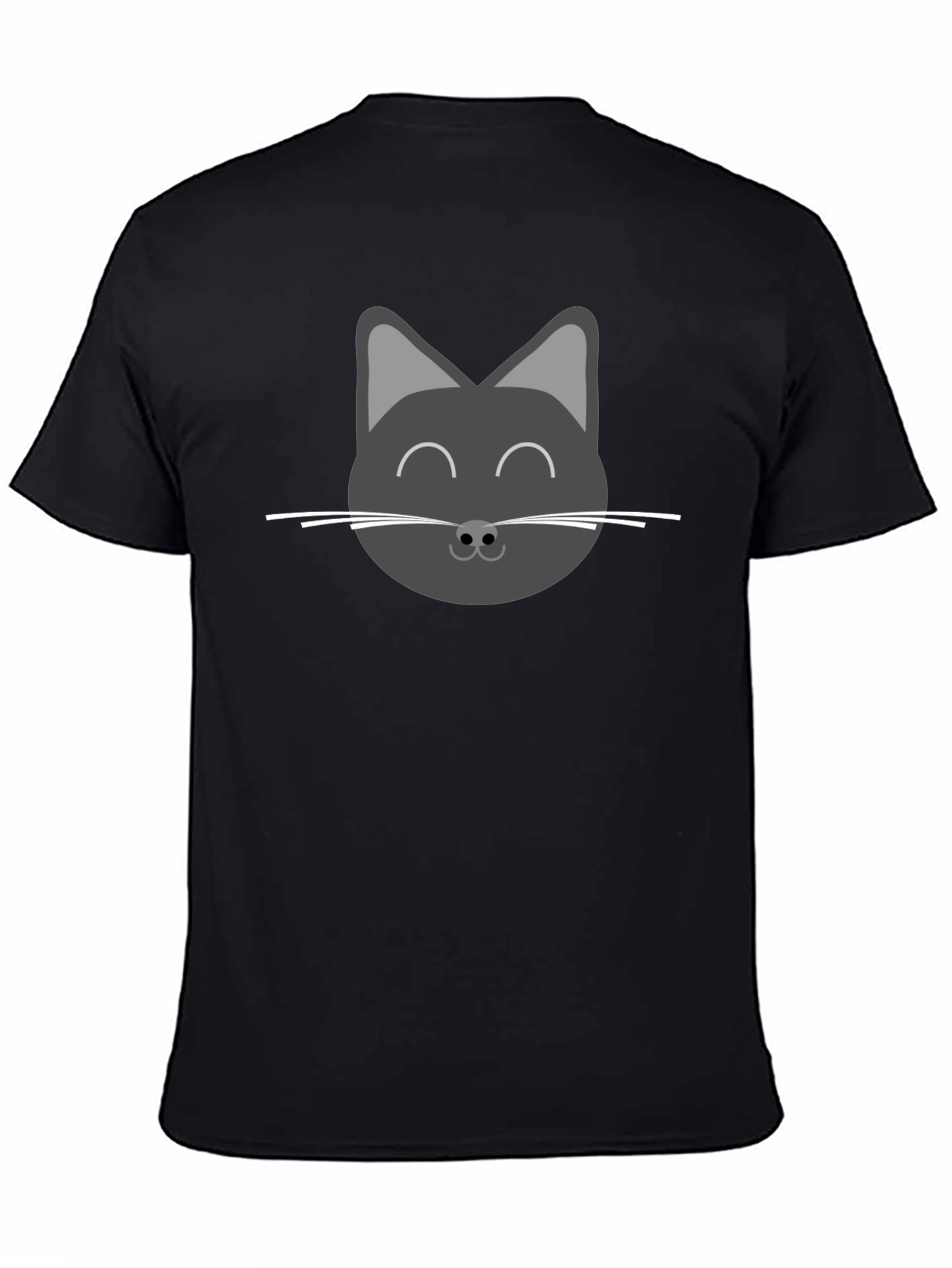 Black Cute Cat Face Graphic T-Shirt - Black view 4
