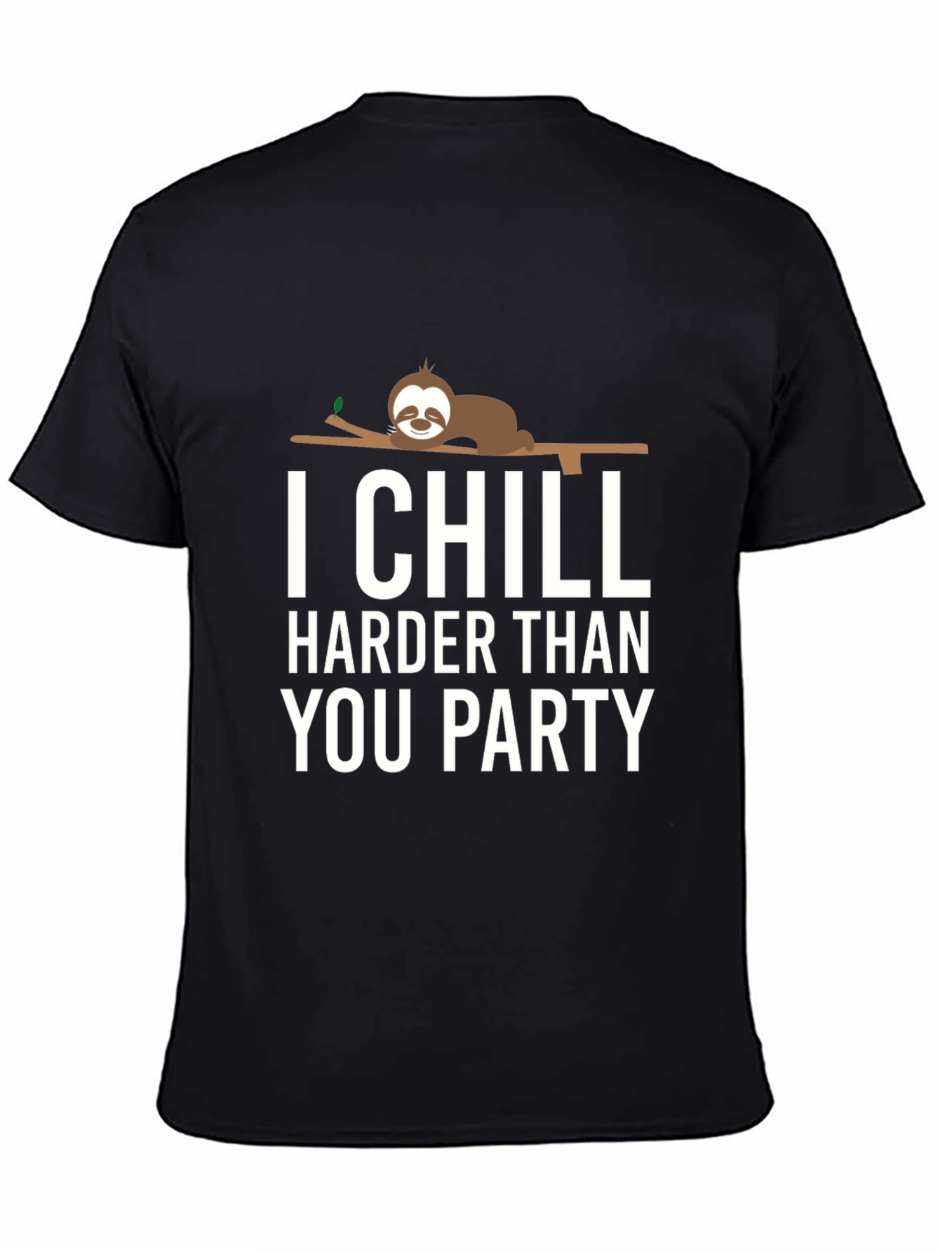 Black Chill Harder Sloth Graphic Tee - Relaxed Fit Black T-Shirt view 4