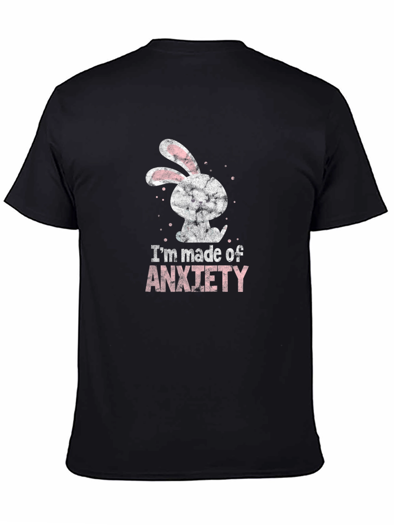 Black Anxiety Bunny Graphic T-Shirt - Soft Cotton Tee view 4